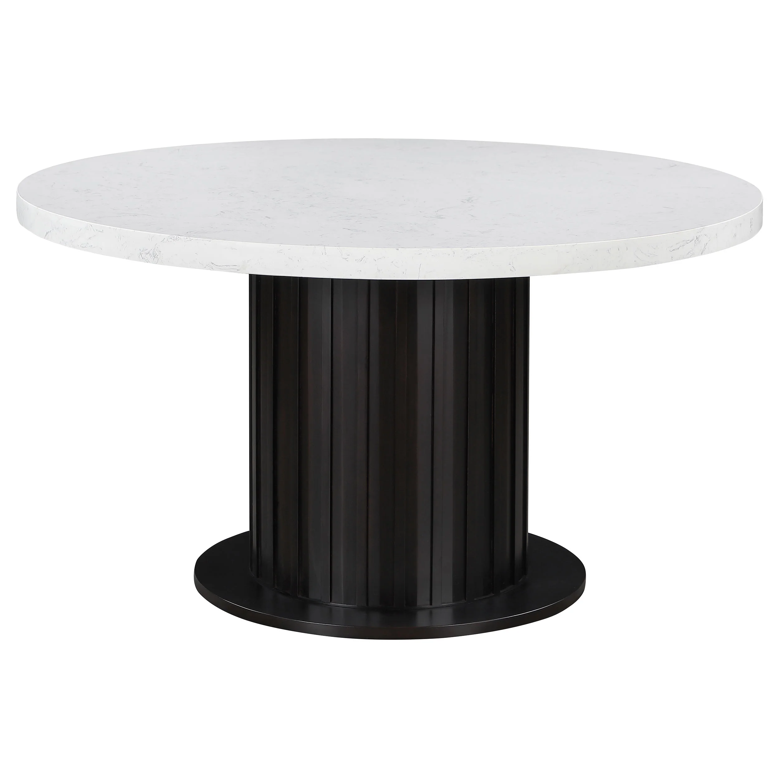 Sherry Rustic Espresso/Sand 5-piece Round Marble Top Dining Table Set - Image 3