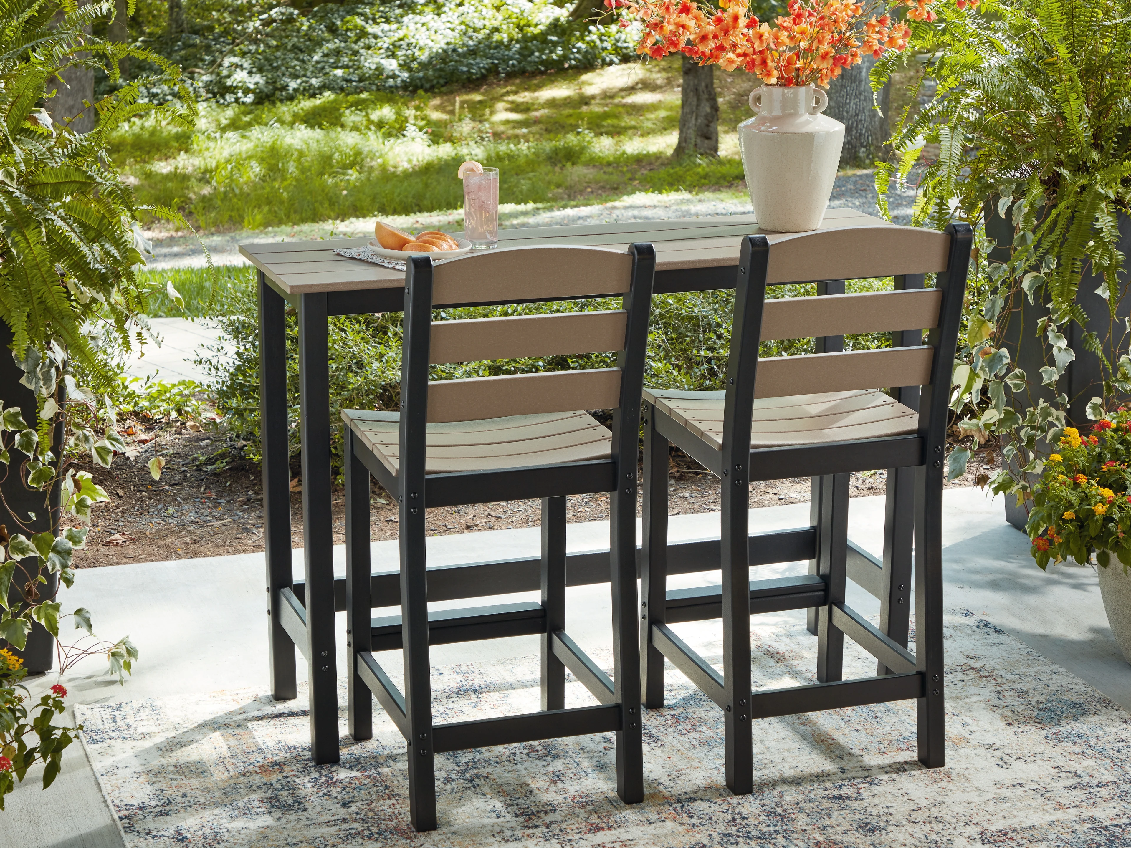 Shoreline Beach Black/Beige Counter Table Set (Set of 3) - Image 2