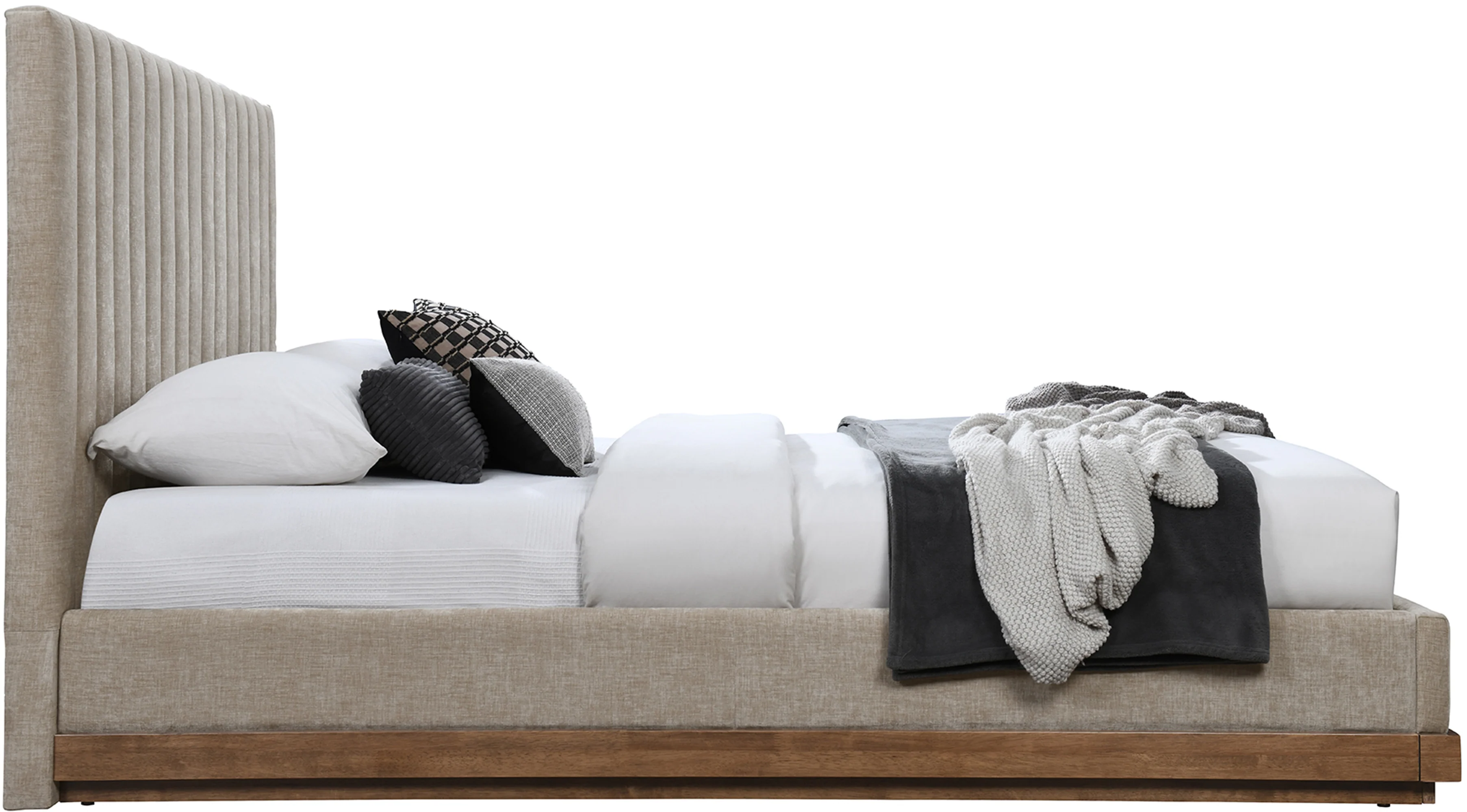 Shoreline Beige Fabric Upholstered Full Bed (3 Boxes) - Image 4