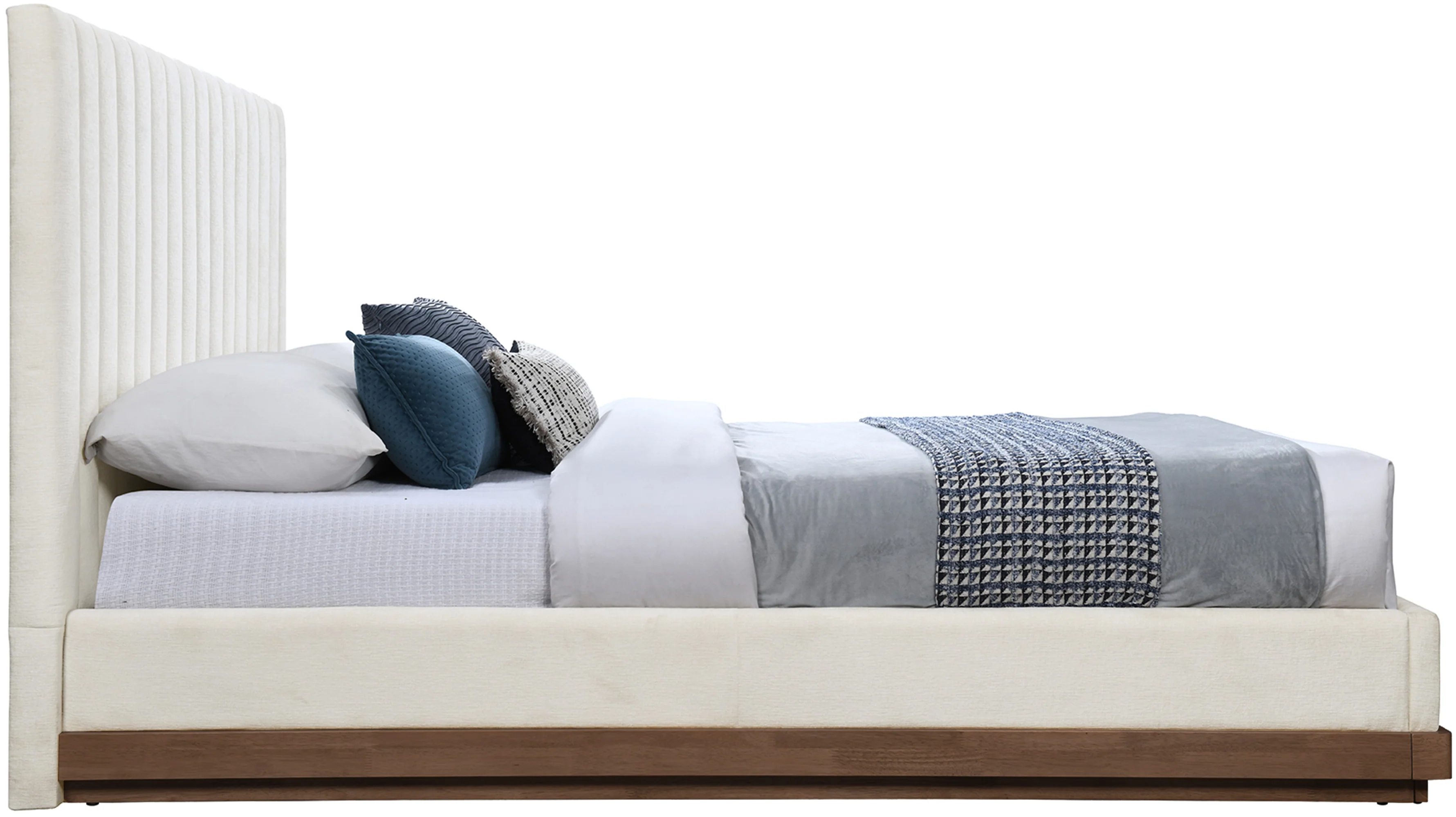 Shoreline Cream Fabric Upholstered Full Bed (3 Boxes) - Image 4