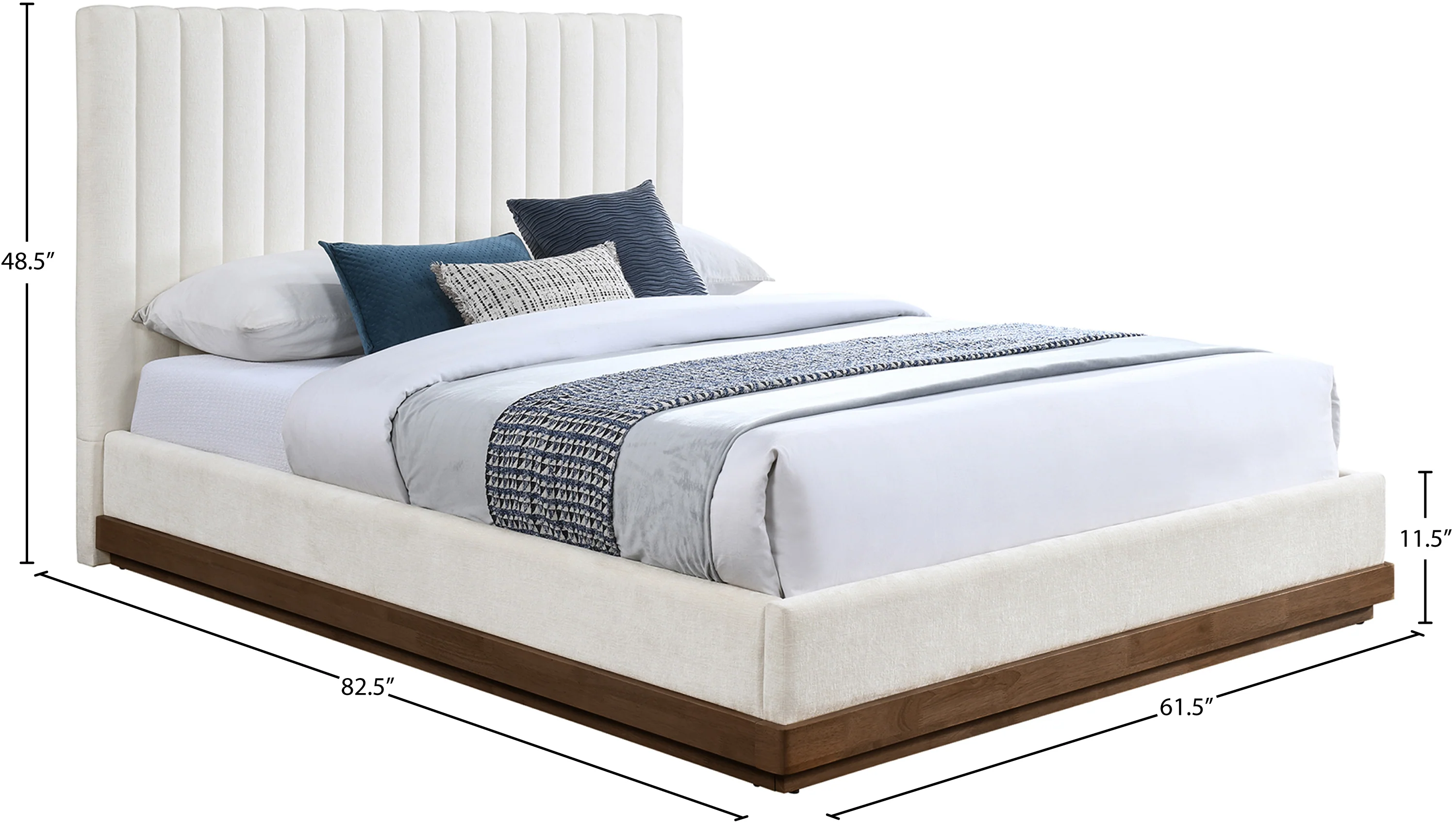 Shoreline Cream Fabric Upholstered Full Bed (3 Boxes) - Image 8