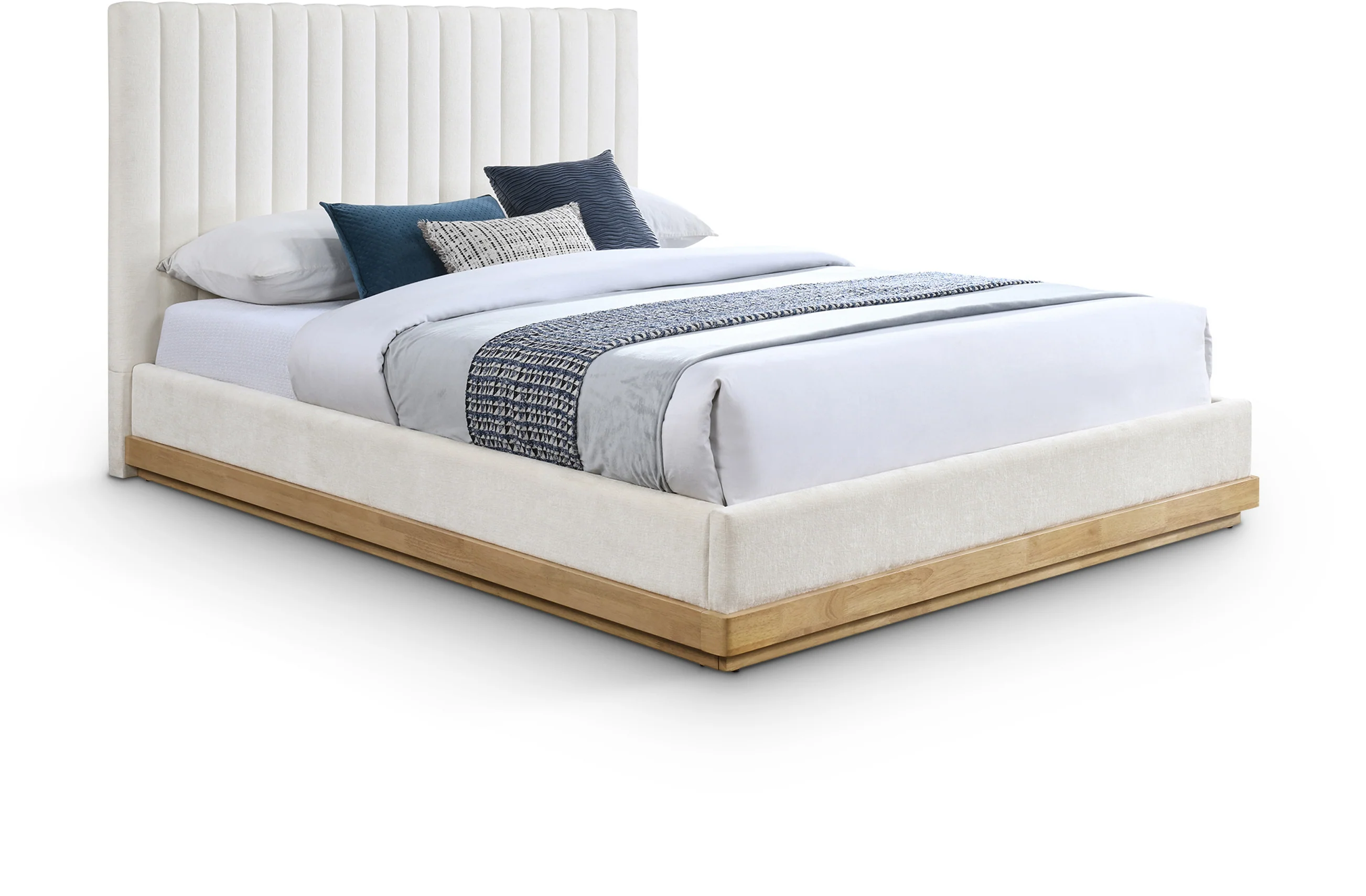 Shoreline Cream Fabric Upholstered King Bed (3 Boxes) - Image 2