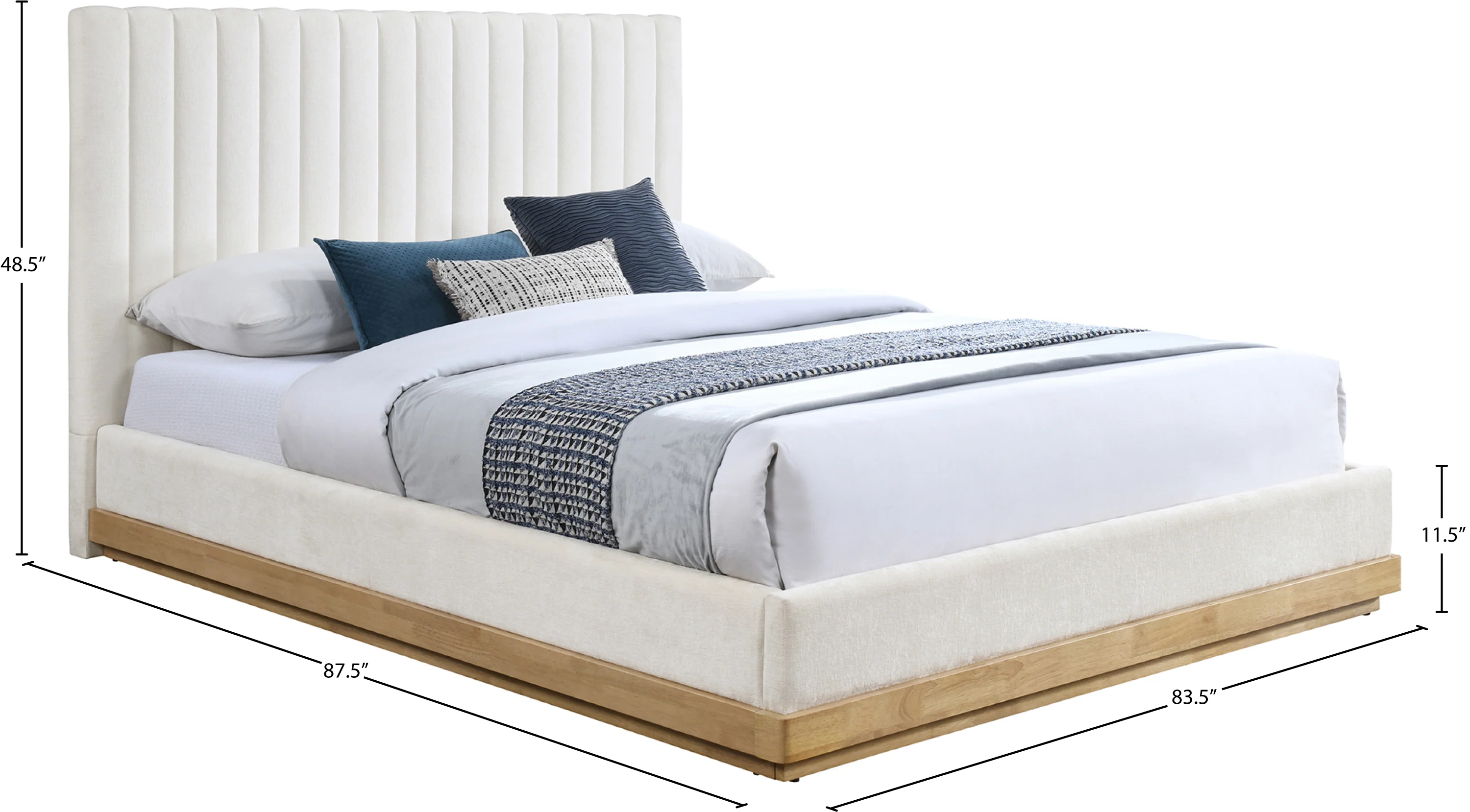 Shoreline Cream Fabric Upholstered King Bed (3 Boxes) - Image 8