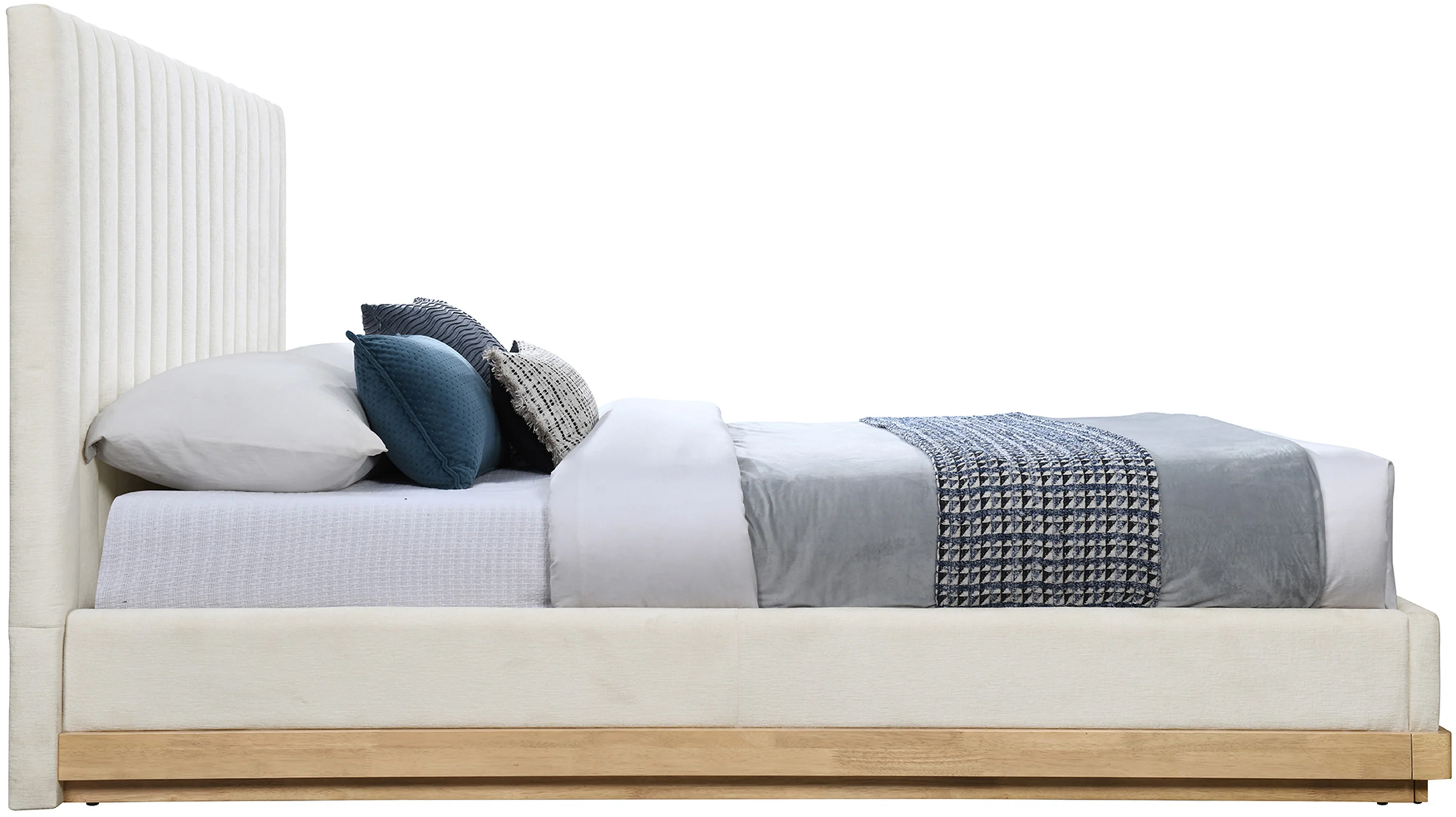 Shoreline Cream Fabric Upholstered Queen Bed (3 Boxes) - Image 4