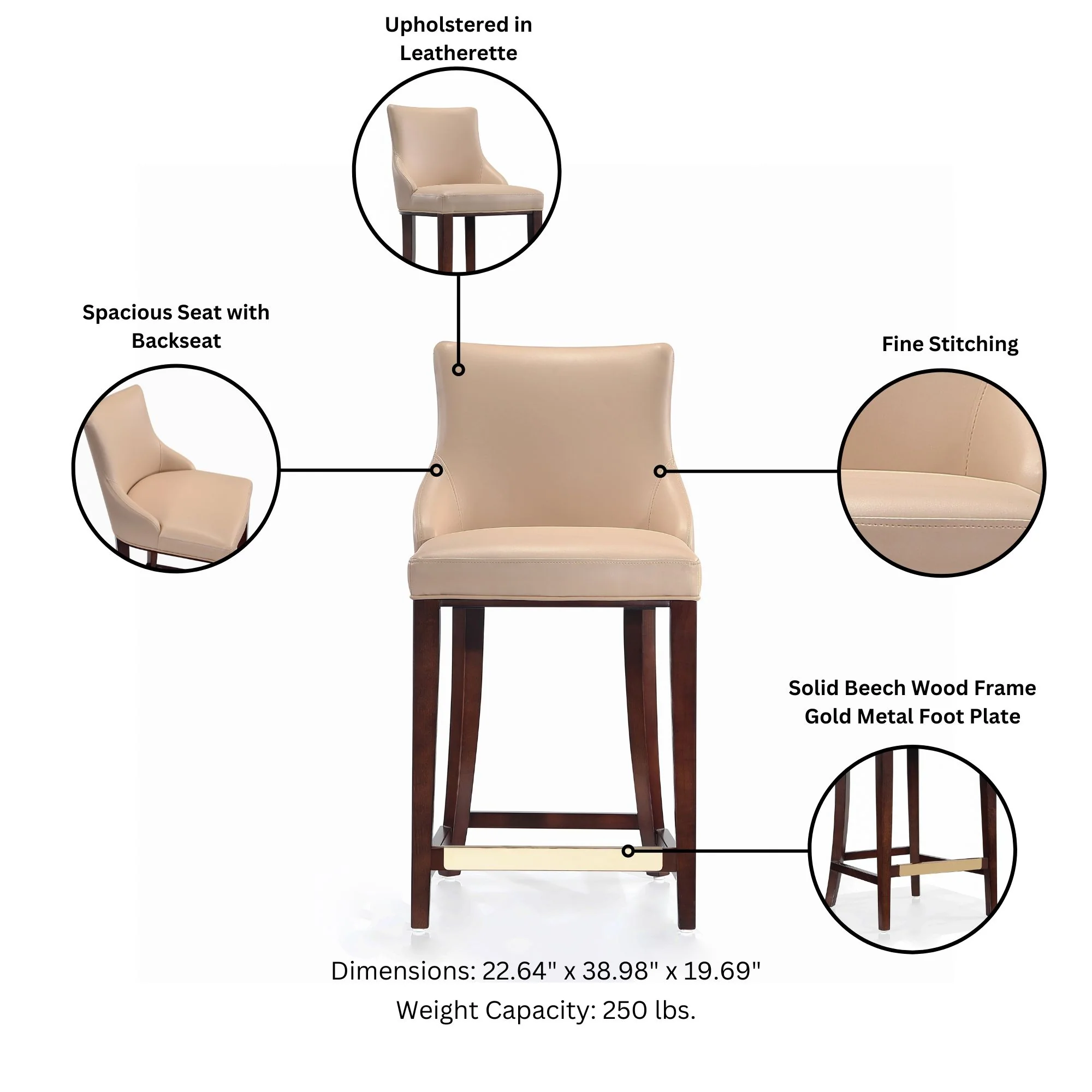Shubert Counter Stool in Tan - Image 4