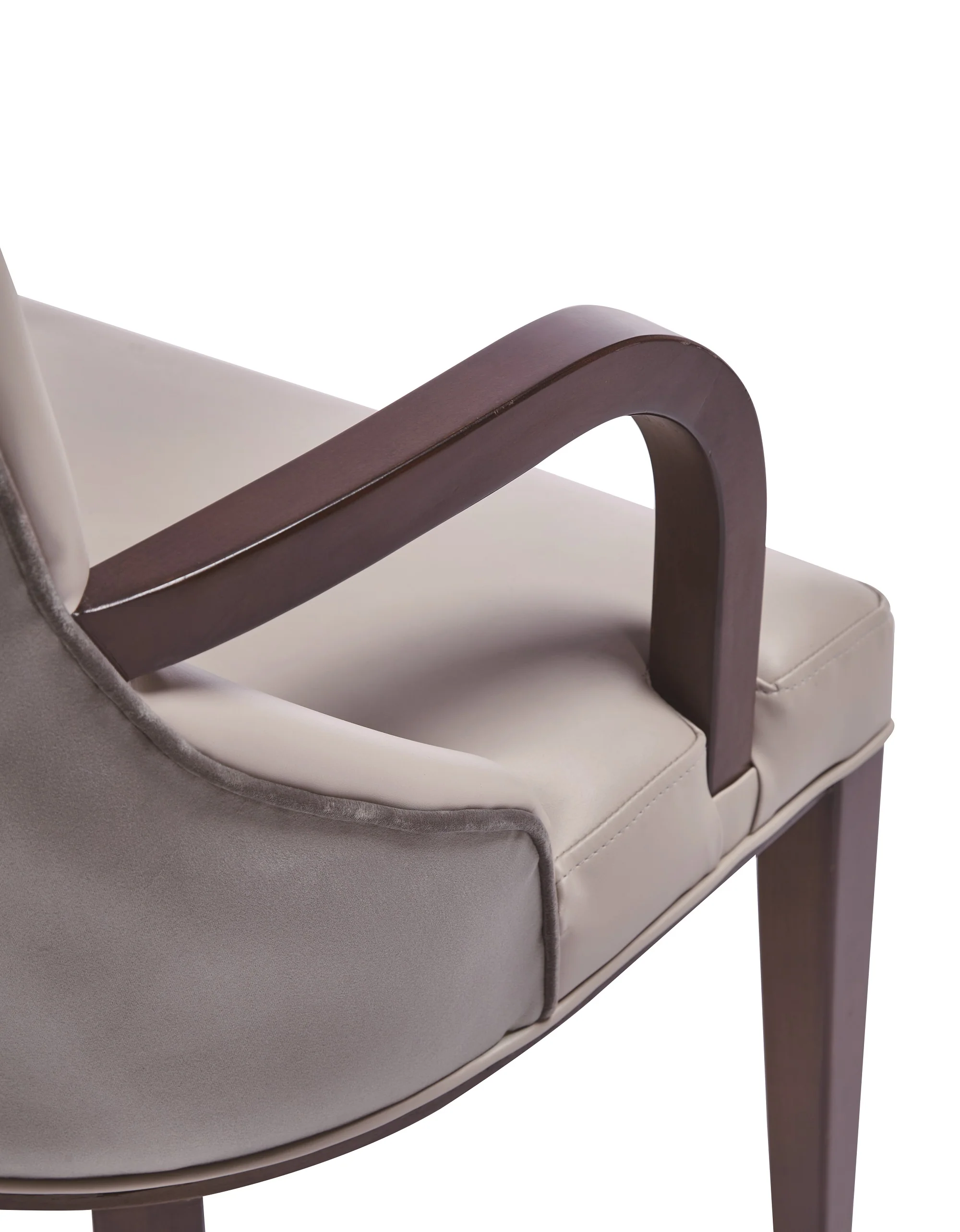 Shubert Faux Leather and Velvet Dining Armchair in Light Grey - Image 8