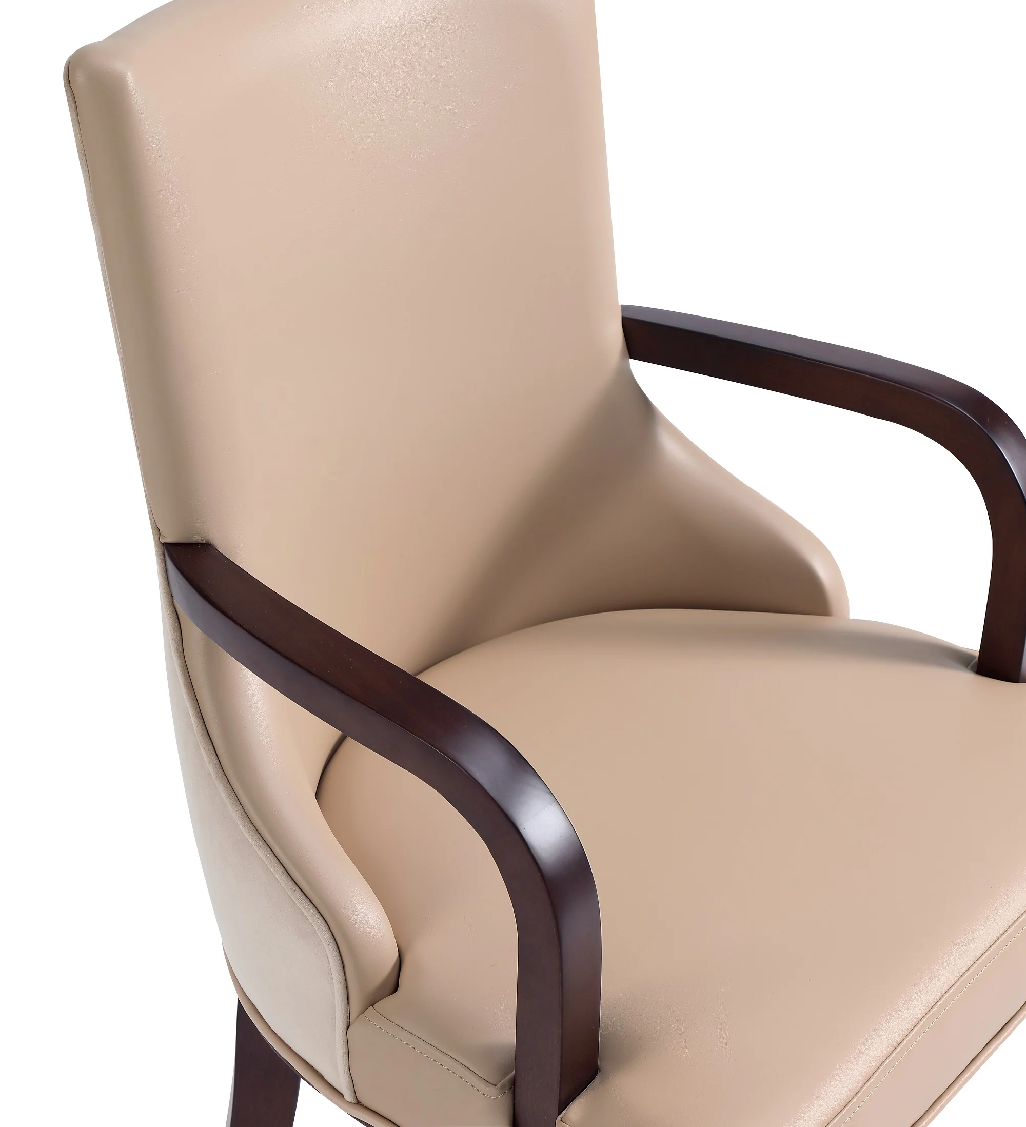 Shubert Faux Leather and Velvet Dining Armchair in Tan - Image 10