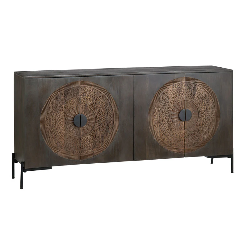 Sienna Brown/Black Four-Door Sideboard - Image 2