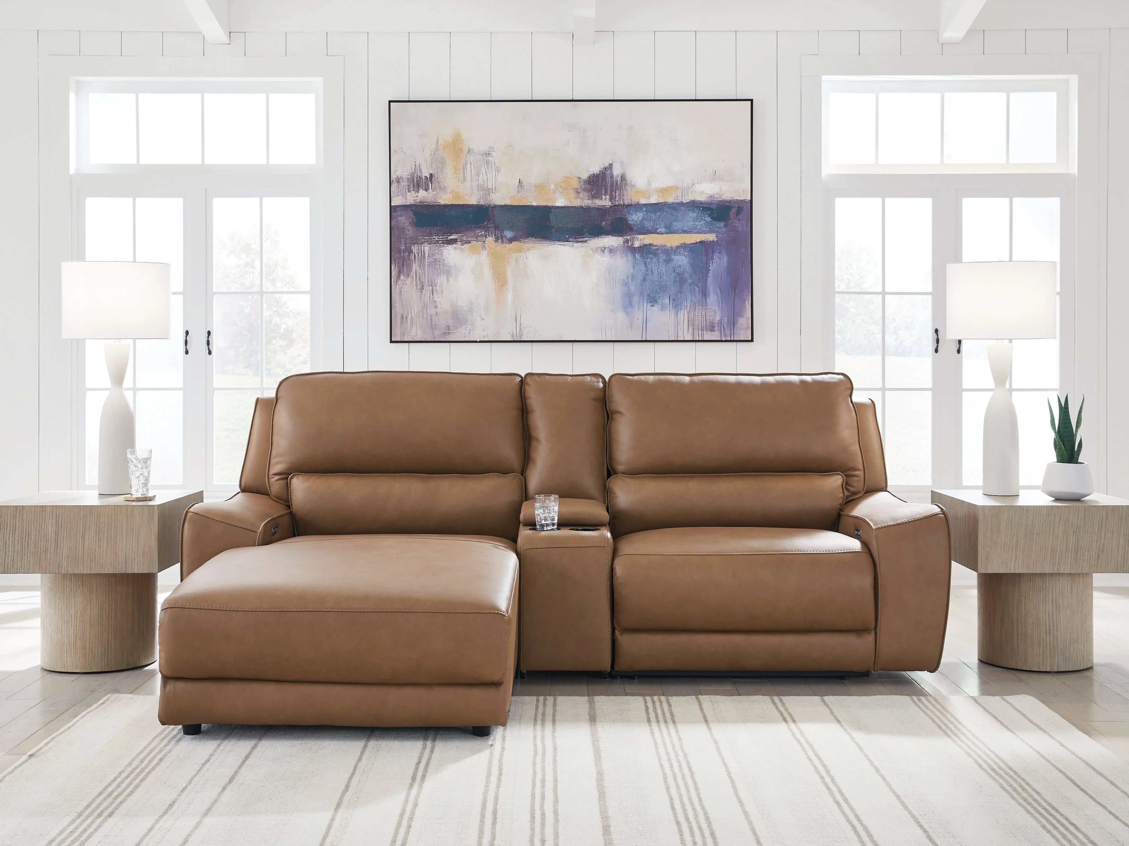 Silverbrooke Caramel 3-Piece Power Reclining Sectional with Left Chaise