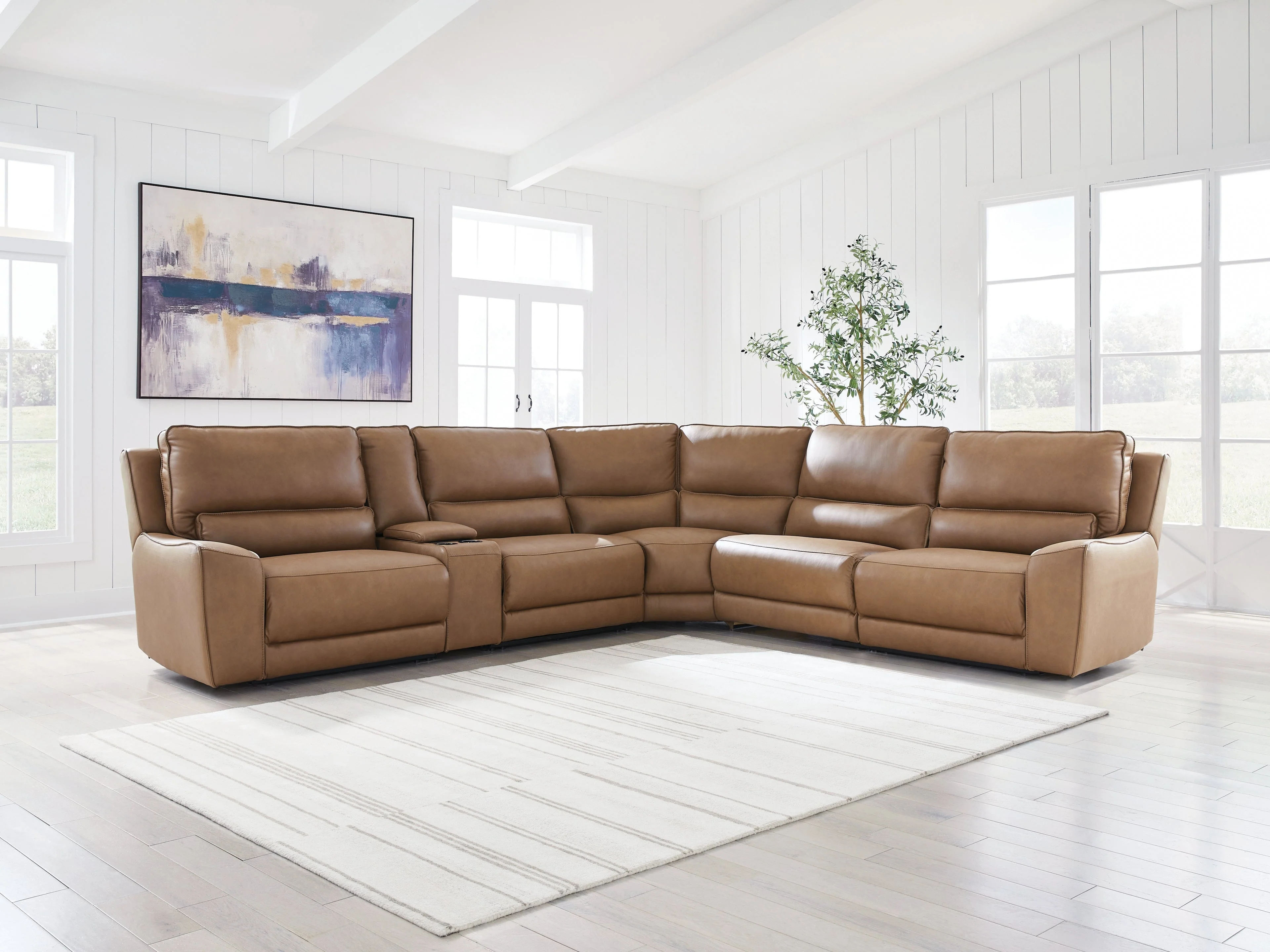 Silverbrooke Caramel 6-Piece Reclining Sectional with Storage Console