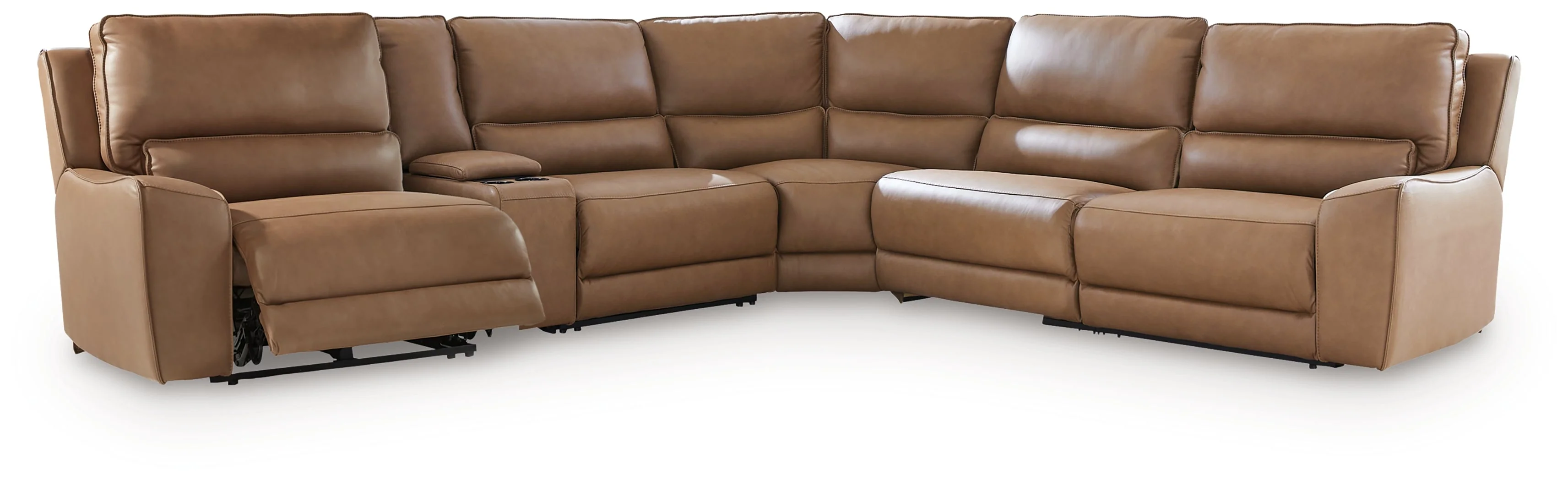 Silverbrooke Caramel 6-Piece Reclining Sectional with Storage Console - Image 4