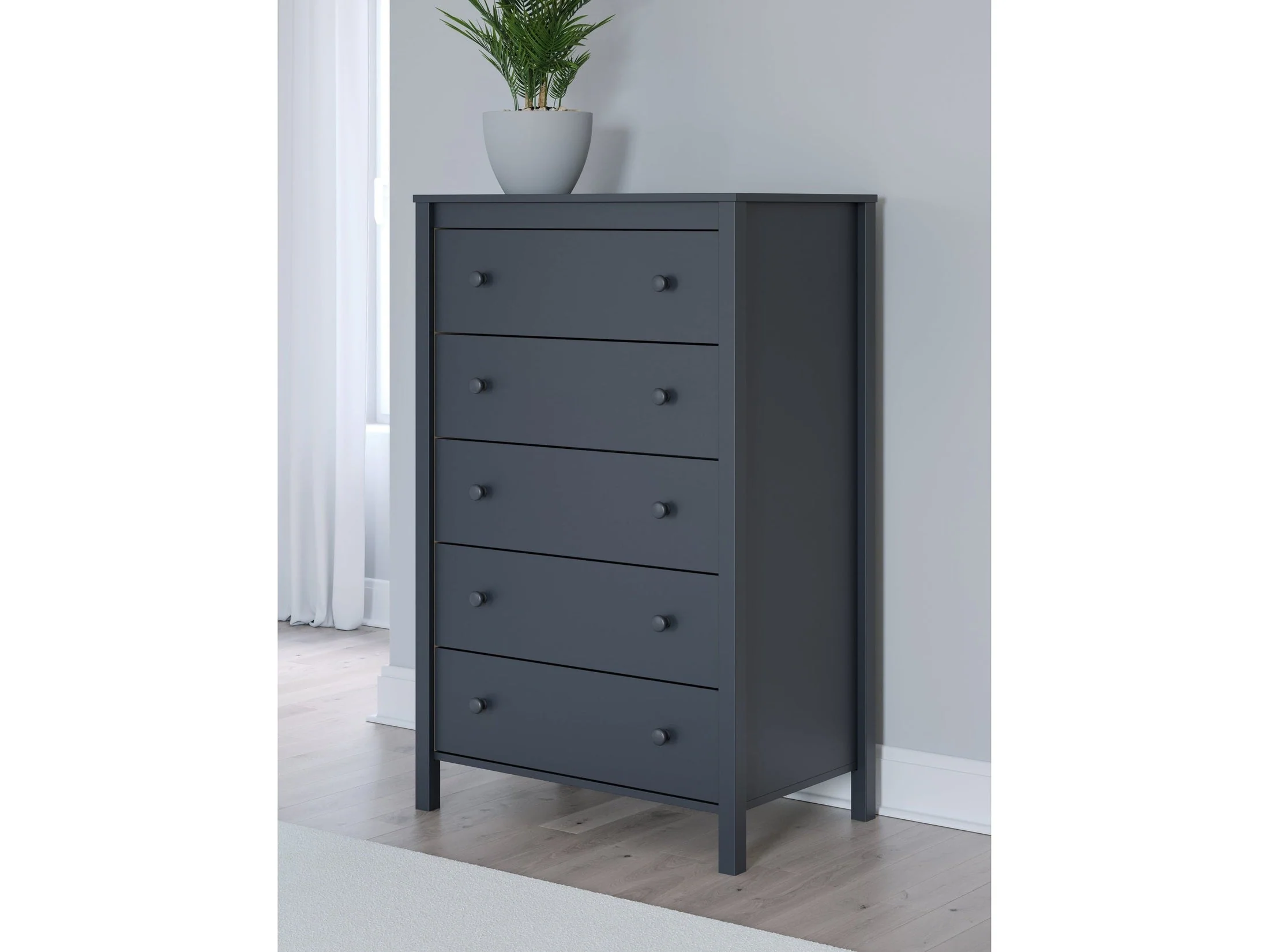 Simmenfort Navy Blue Five Drawer Chest (Online Special Price)