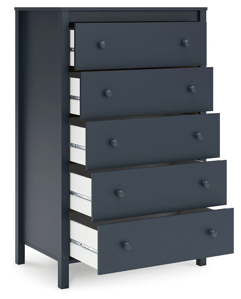 Simmenfort Navy Blue Five Drawer Chest (Online Special Price) - Image 4