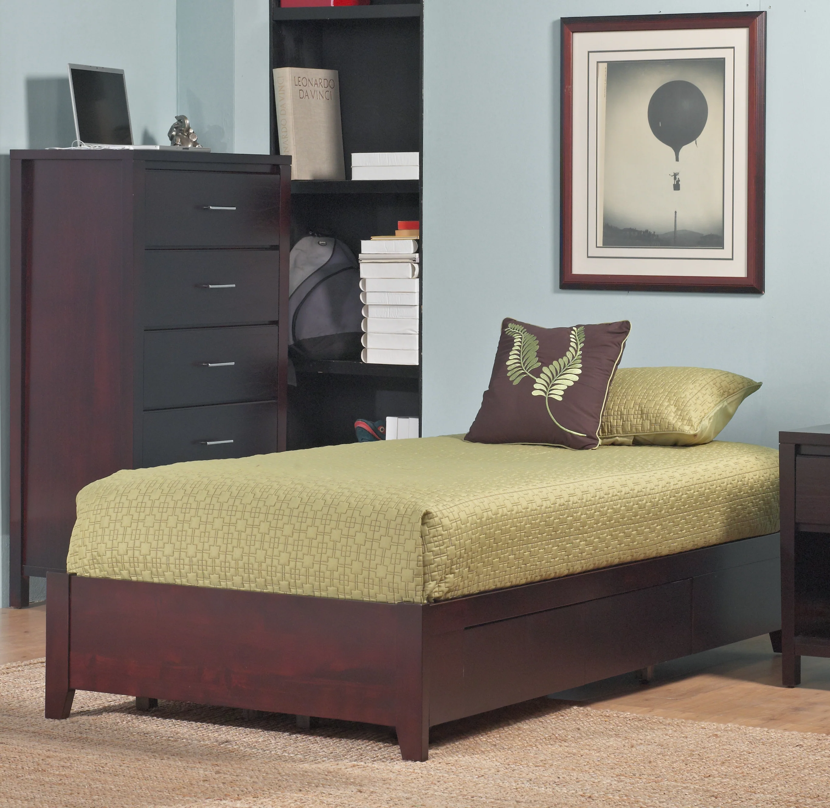 Simple Wood Full Storage Bed in Espresso - Image 4