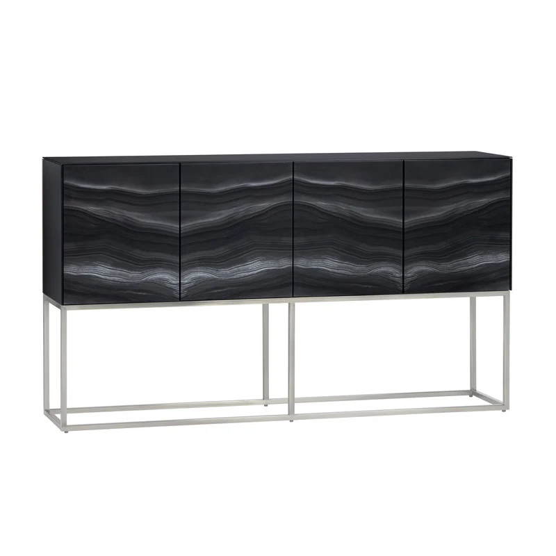 Skipton Black/Silver 4 Door Cabinet - Image 2