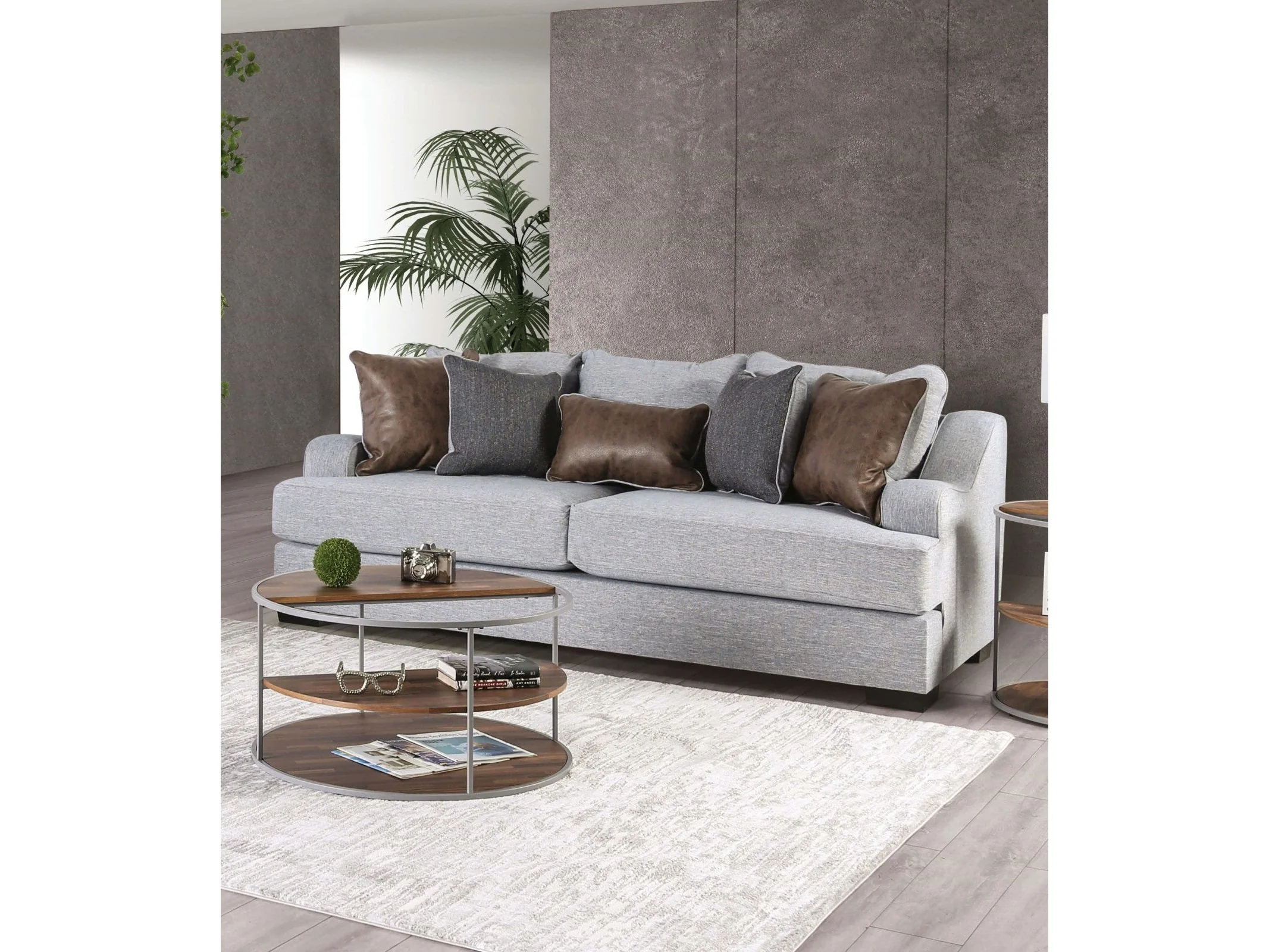 Skyline Light Gray/Brown Sofa