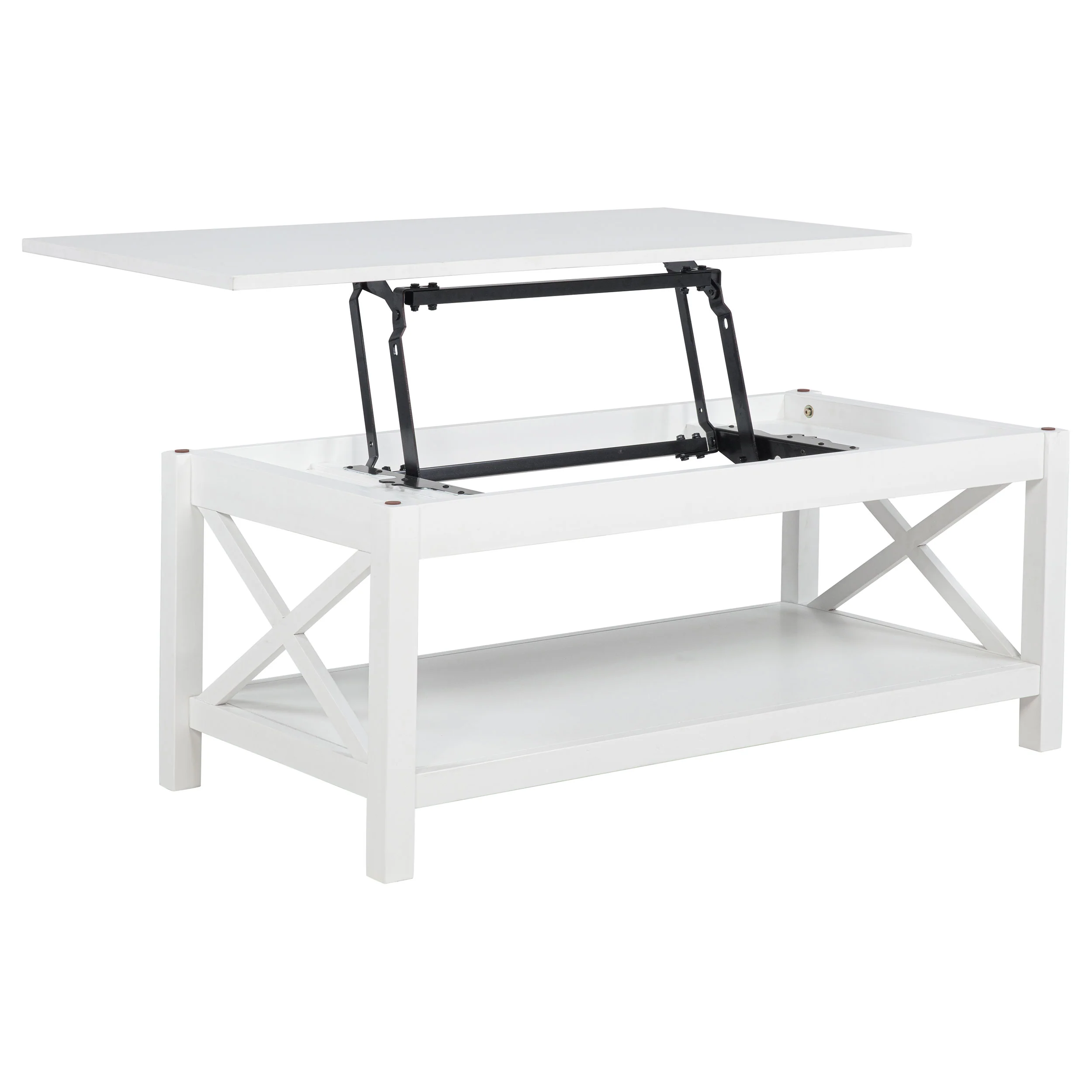 Skyview White 2-piece Rectangular Lift Top Coffee Table Set - Image 10