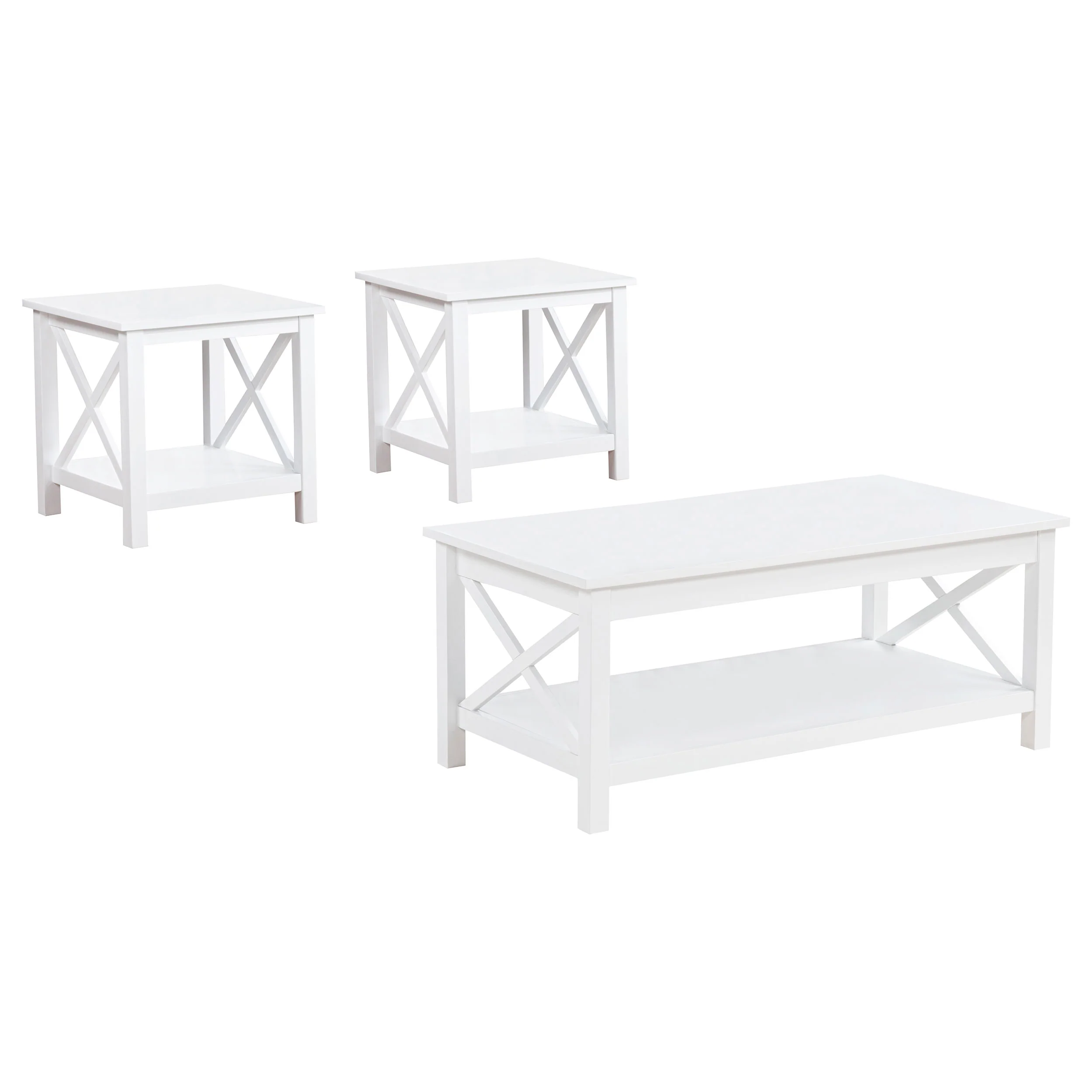 Skyview White 3-piece Rectangular Lift Top Coffee Table Set - Image 2