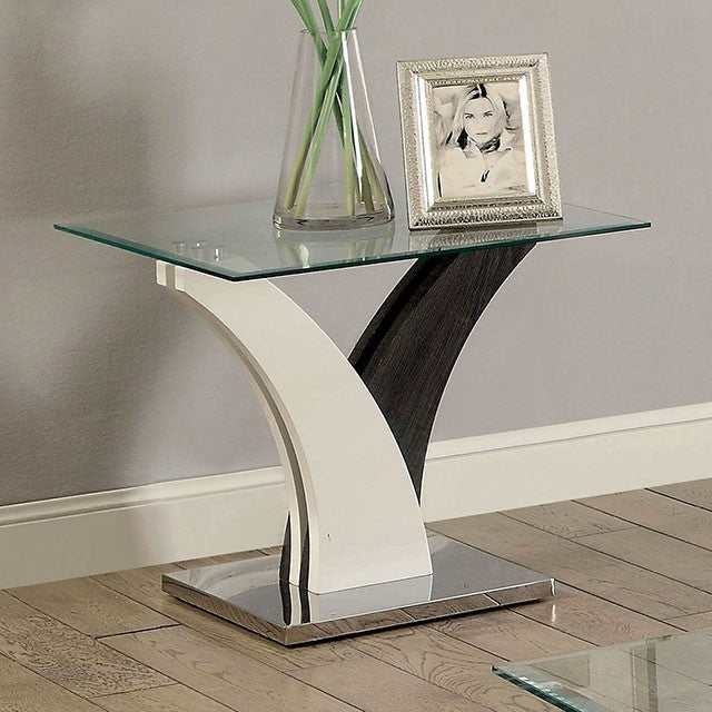 Sloane White/Dark Gray/Chrome End Table - Image 2