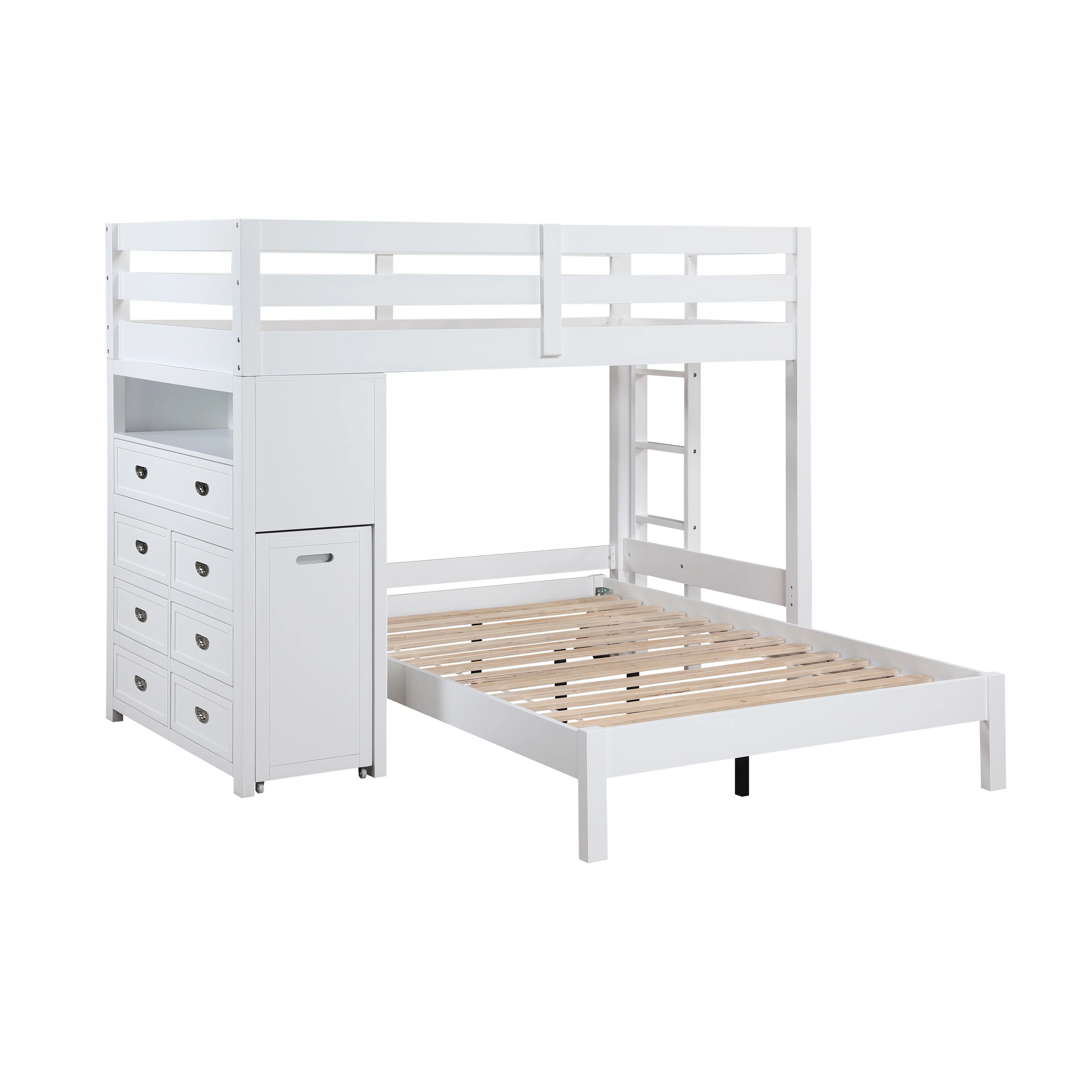 Sloane White Twin / Full Loft Bunk Bed with Chest and Hidden Desk - Image 2