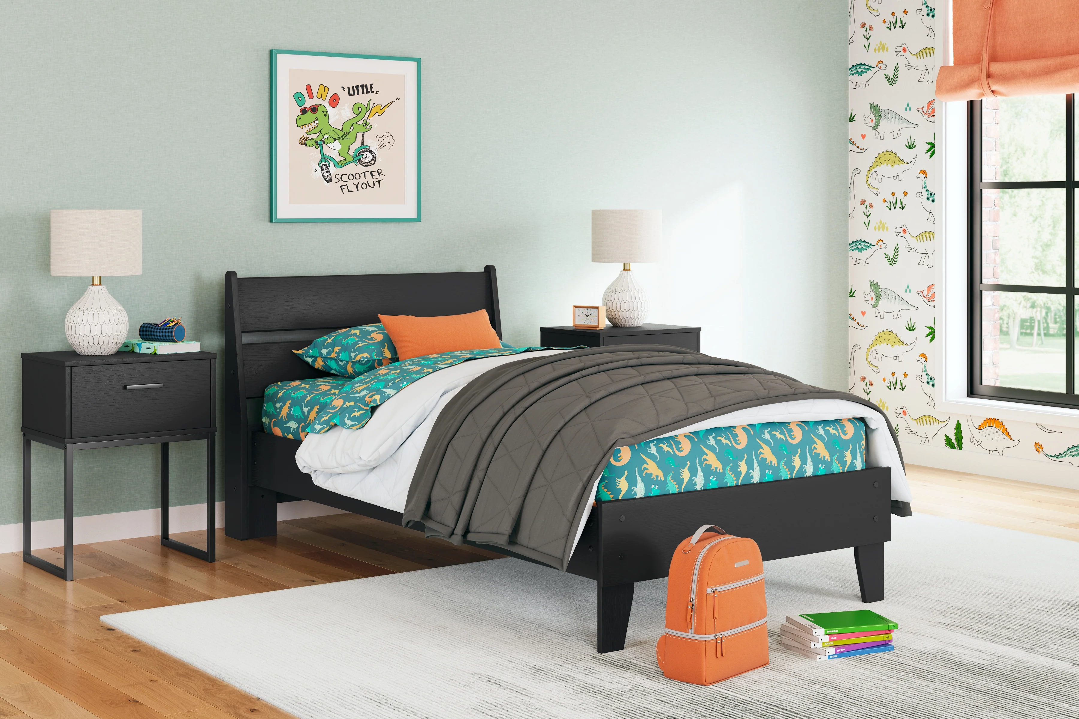 Socalle Black Twin Panel Platform Bed and Dresser - Image 17