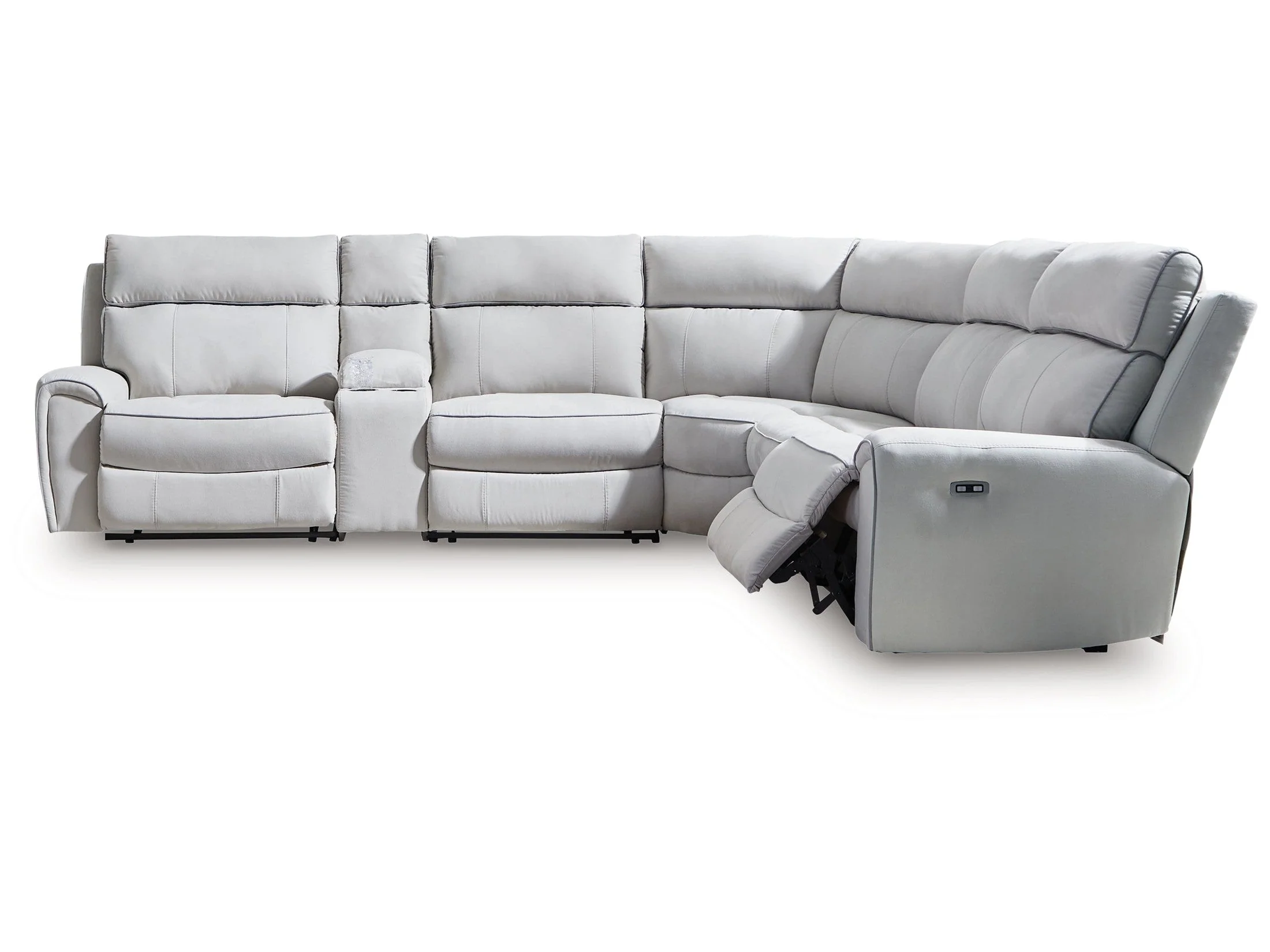 Social Pointe Pearl/Ash 6-Piece Reclining Sectional with Storage Console (Online Special Price) - Image 2