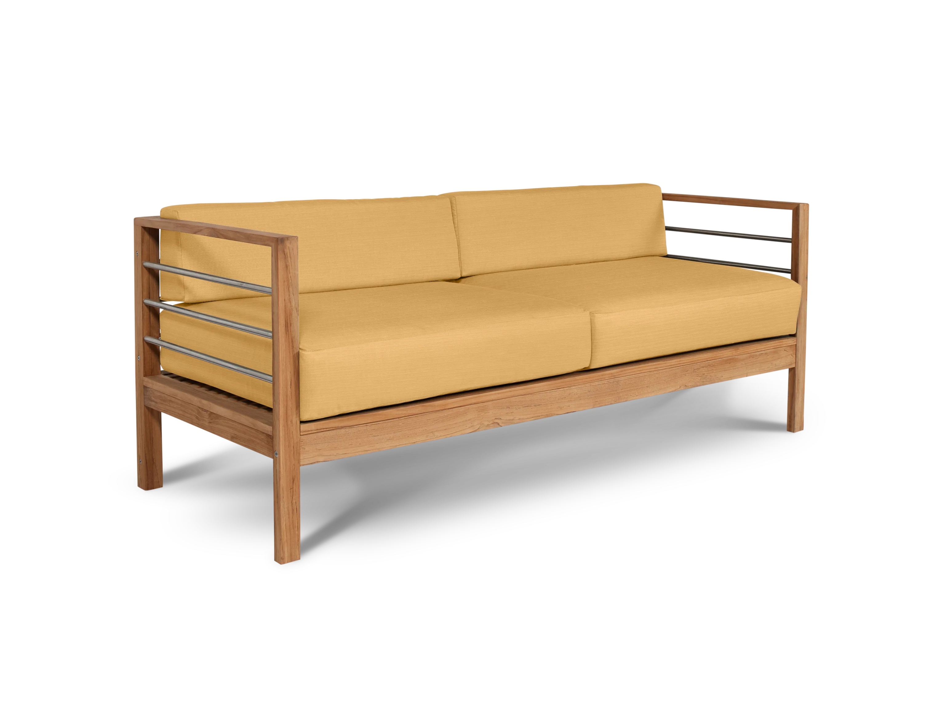 SoHo 4-Piece Teak Dupione Cornsilk Outdoor Patio Deep Seating Set with Sunbrella® Cushion - Image 3