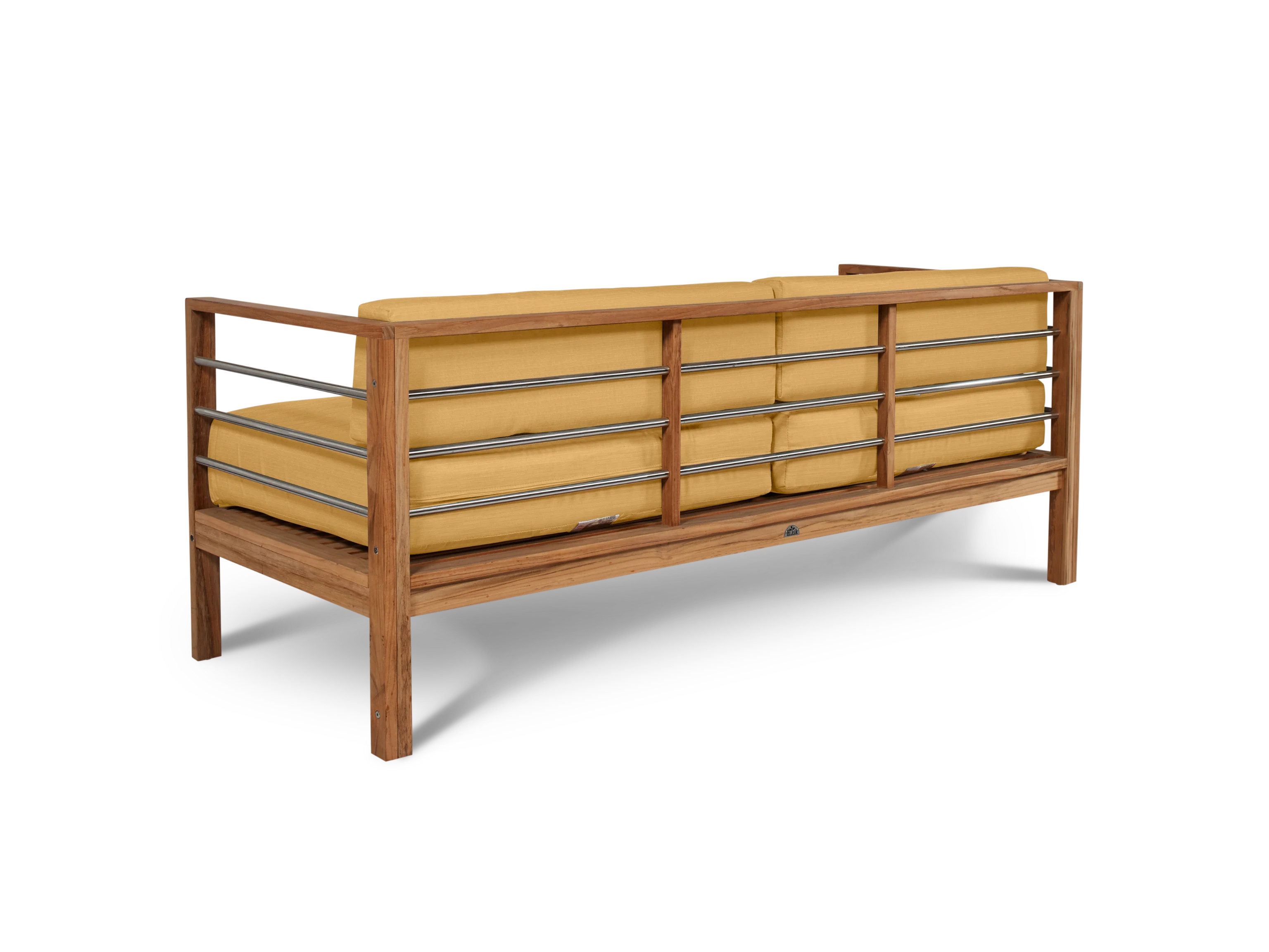 SoHo 4-Piece Teak Dupione Cornsilk Outdoor Patio Deep Seating Set with Sunbrella® Cushion - Image 4