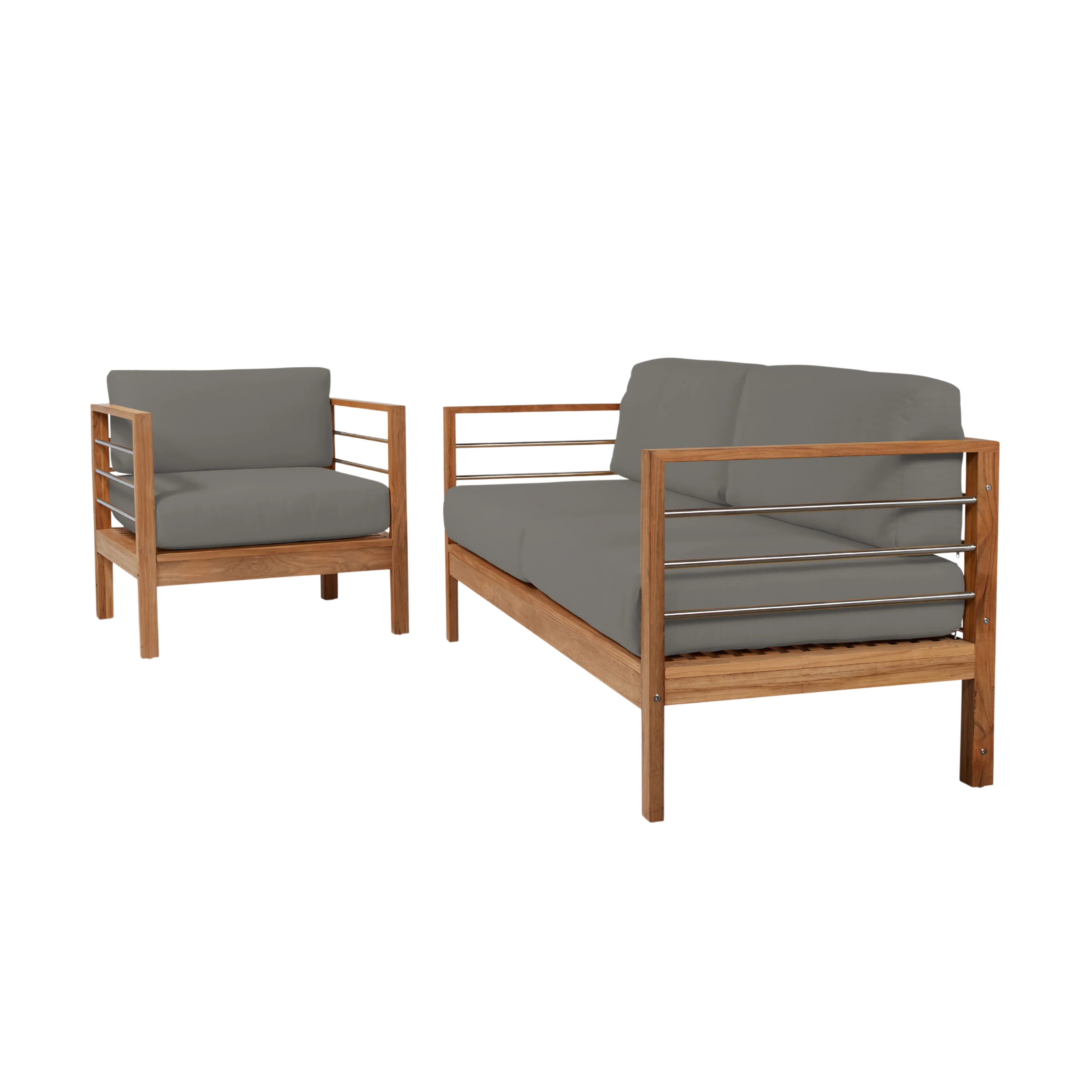 SoHo Teak Charcoal Outdoor Club Chair with Sunbrella® Cushion - Image 3