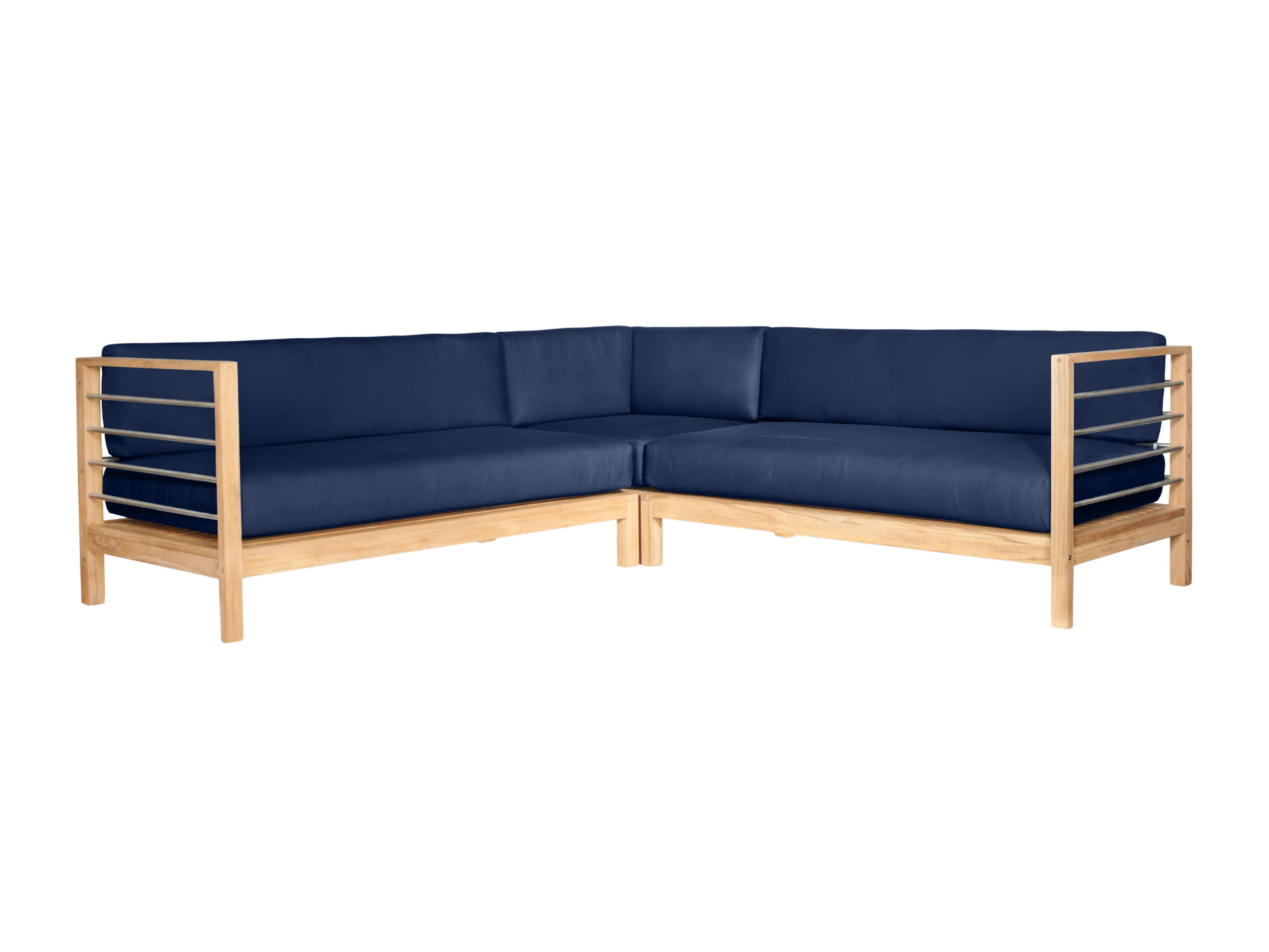 SoHo Teak Navy Outdoor Sectional Right Sofa with Sunbrella® Cushion - Image 3