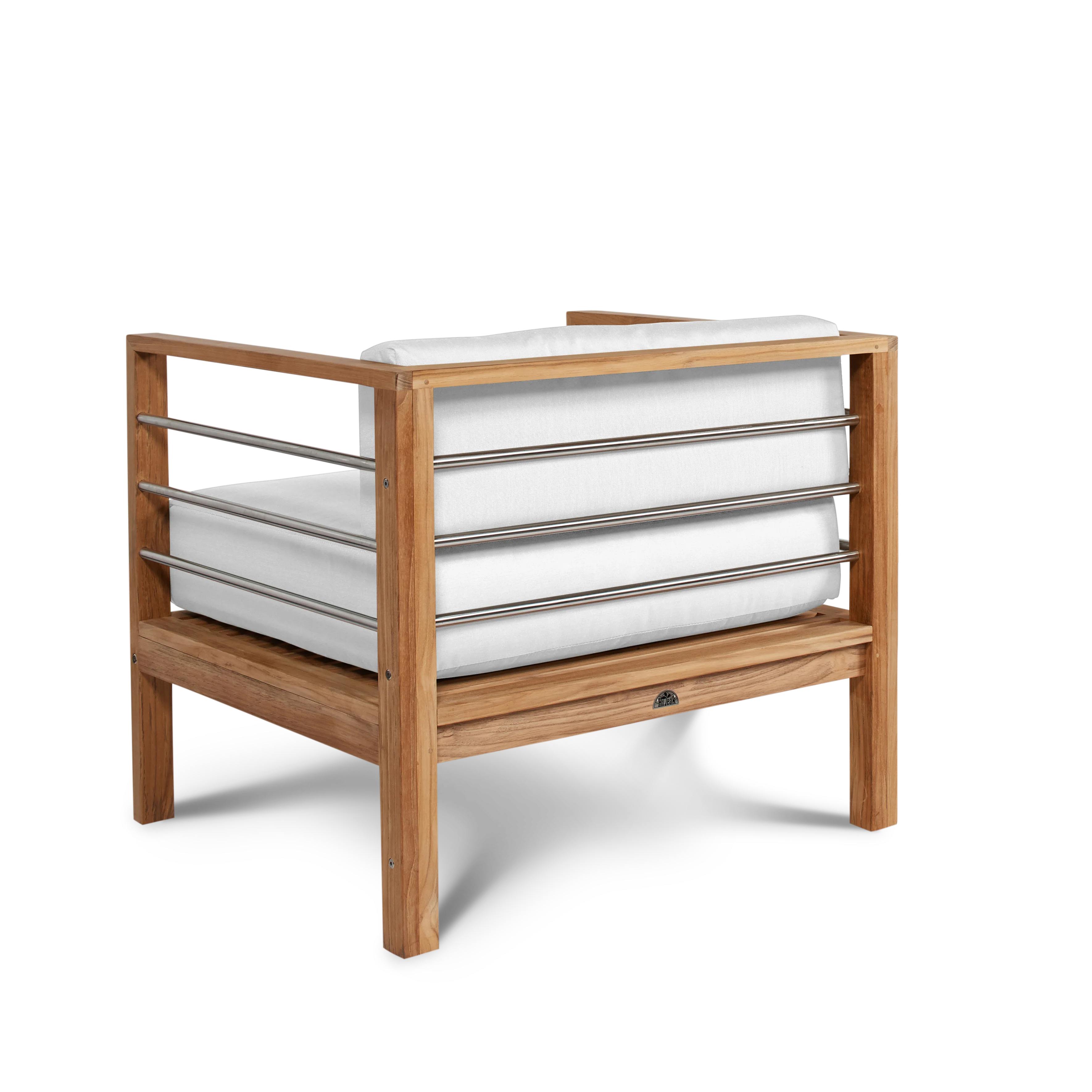 SoHo Teak White Outdoor Club Chair with Sunbrella® Cushion - Image 2