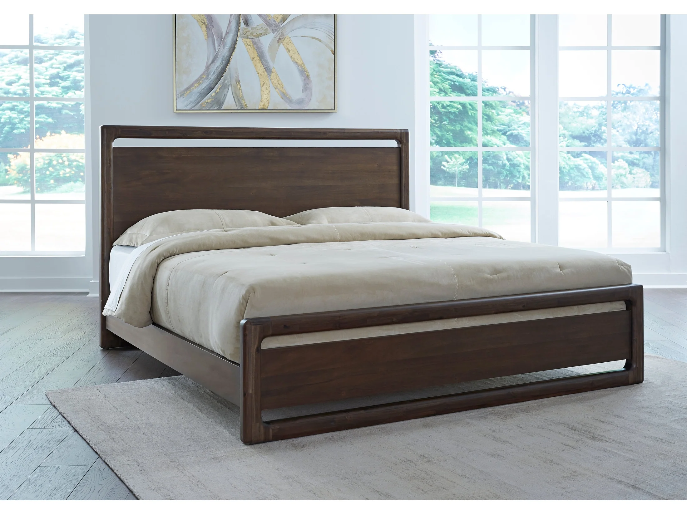 Sol Acacia Wood Eastern King Platform Bed in Brown Spice