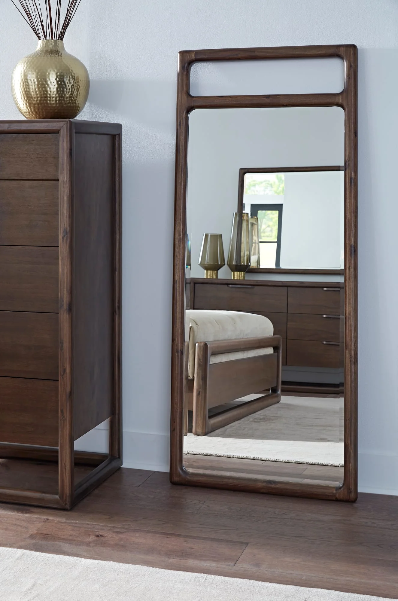 Sol Brown Spce Beveled Glass Floor Mirror - Image 2