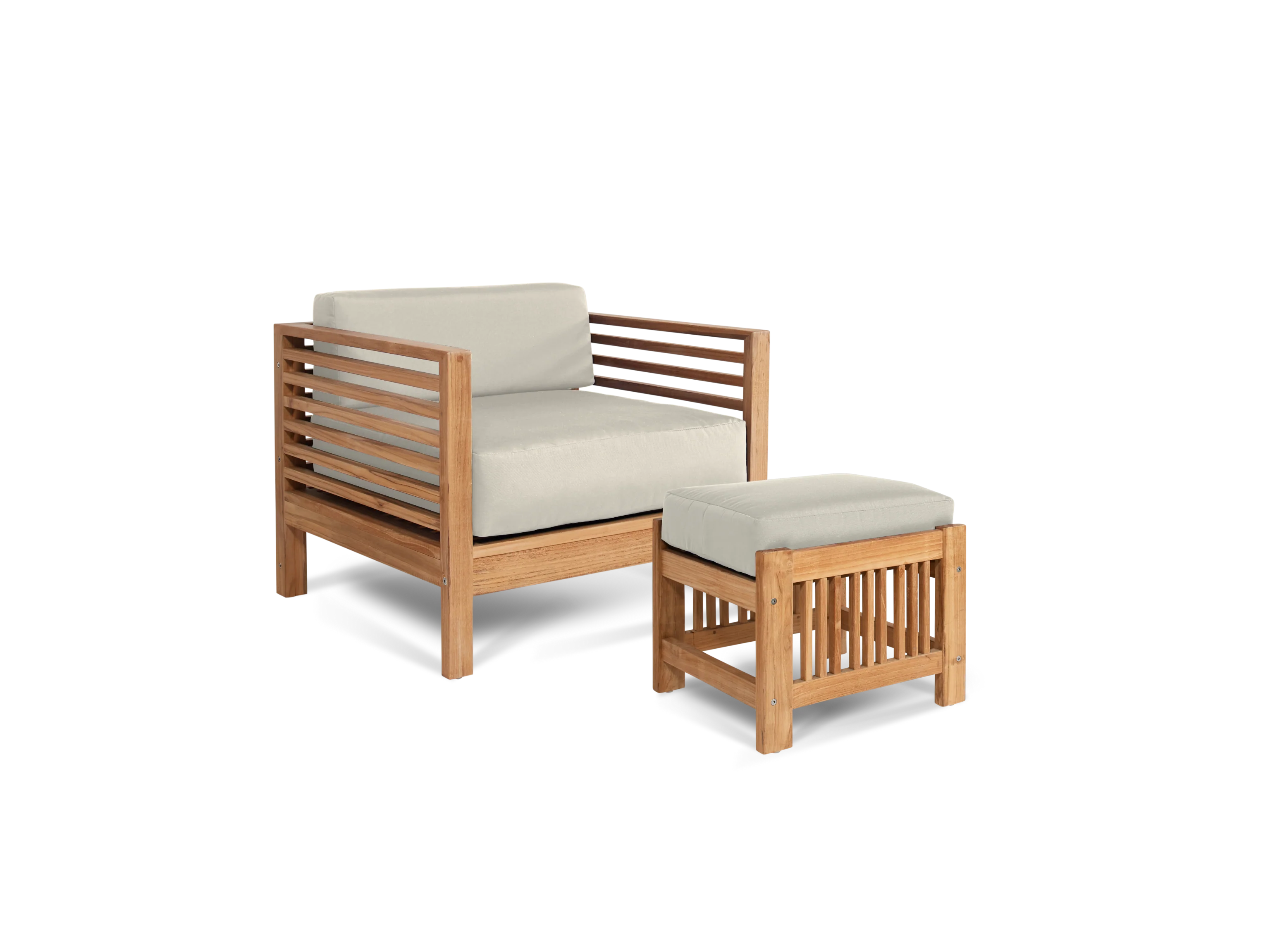 Soleil 2-piece Teak Canvas Outdoor Lounge Set with Sunbrella® Cushion - Image 2