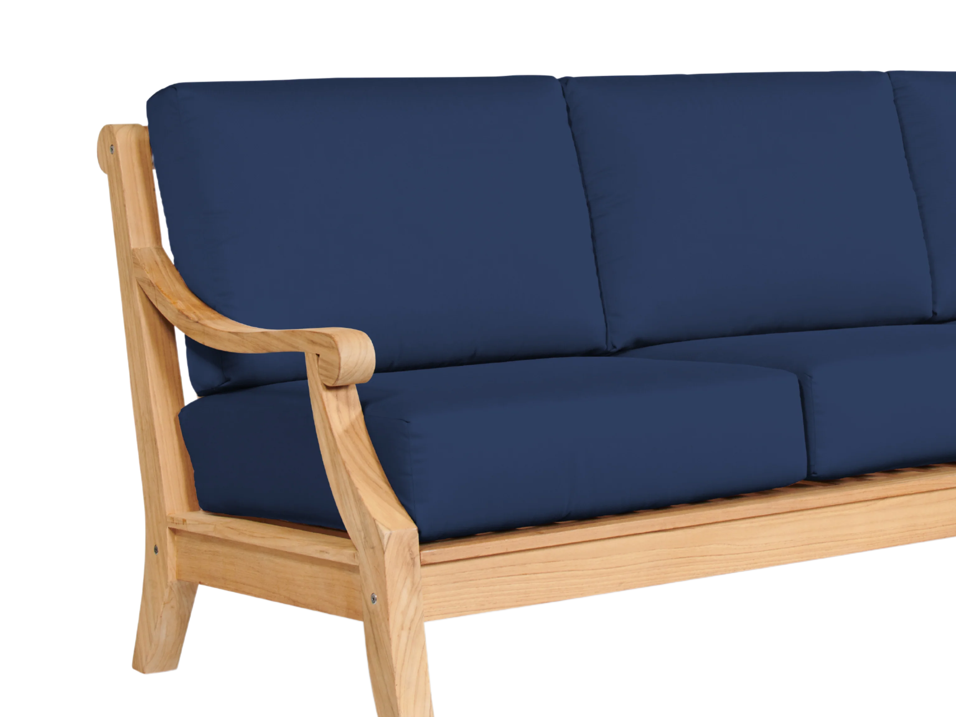 Sonoma 3-Person Teak Navy Outdoor Sofa with Sunbrella® Cushion - Image 3