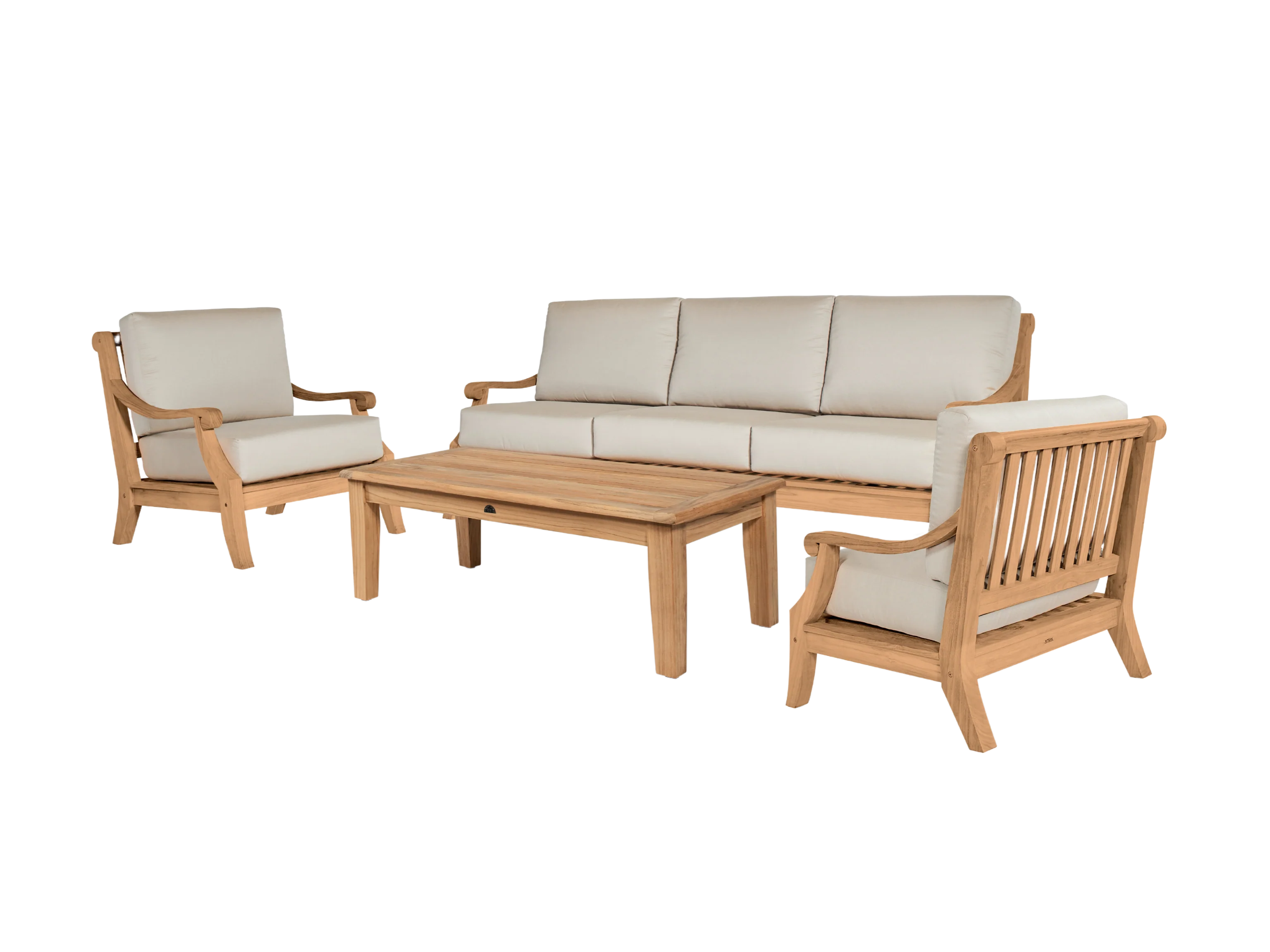 Sonoma 4-Piece Teak Antique Beige Outdoor Patio Deep Seating Set with Sunbrella® Cushion - Image 2
