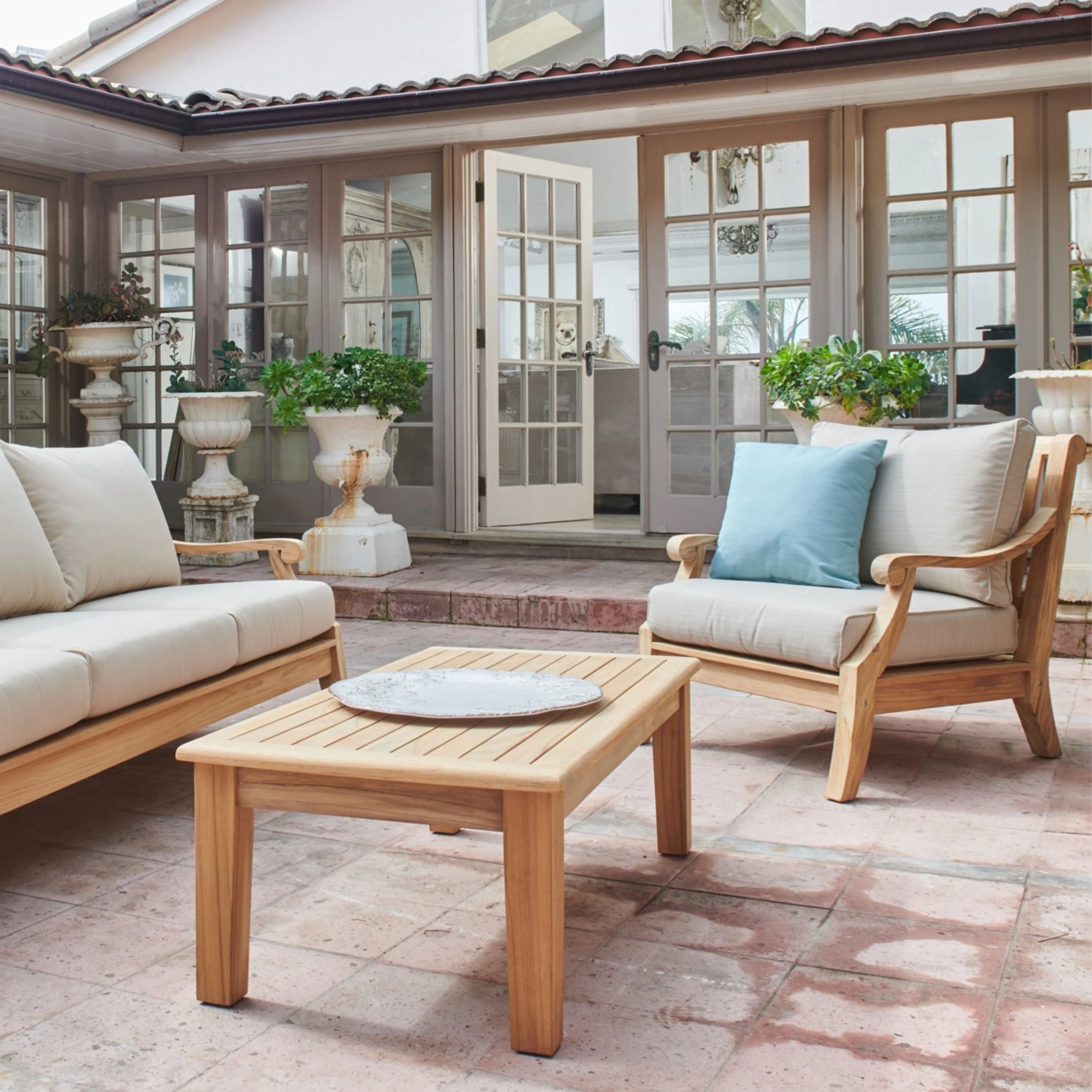Sonoma Teak Antique Beige Outdoor Club Chair with Sunbrella® Cushion - Image 5