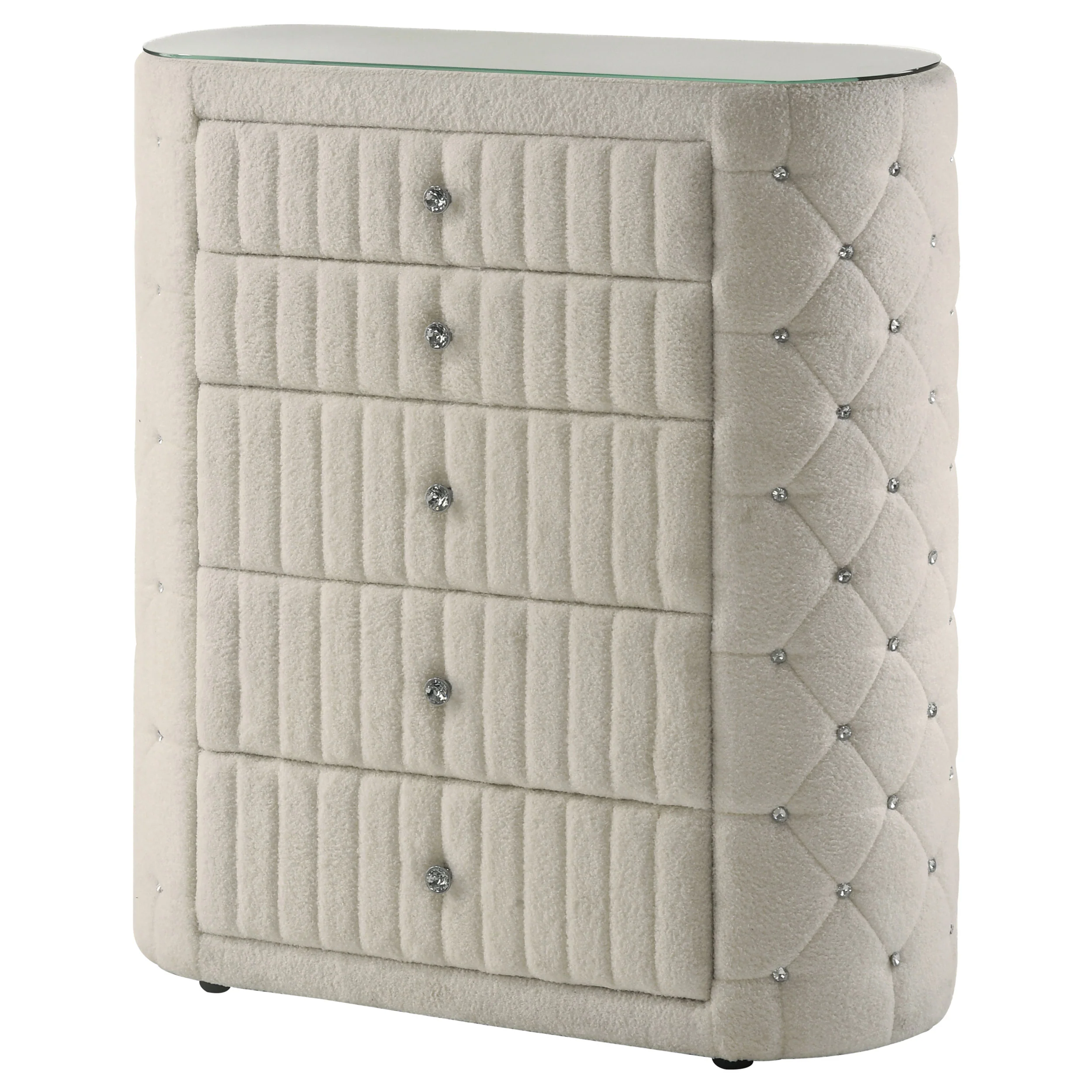 Sonya Ivory 5-drawer Upholstered Bedroom Chest of Drawers - Image 4