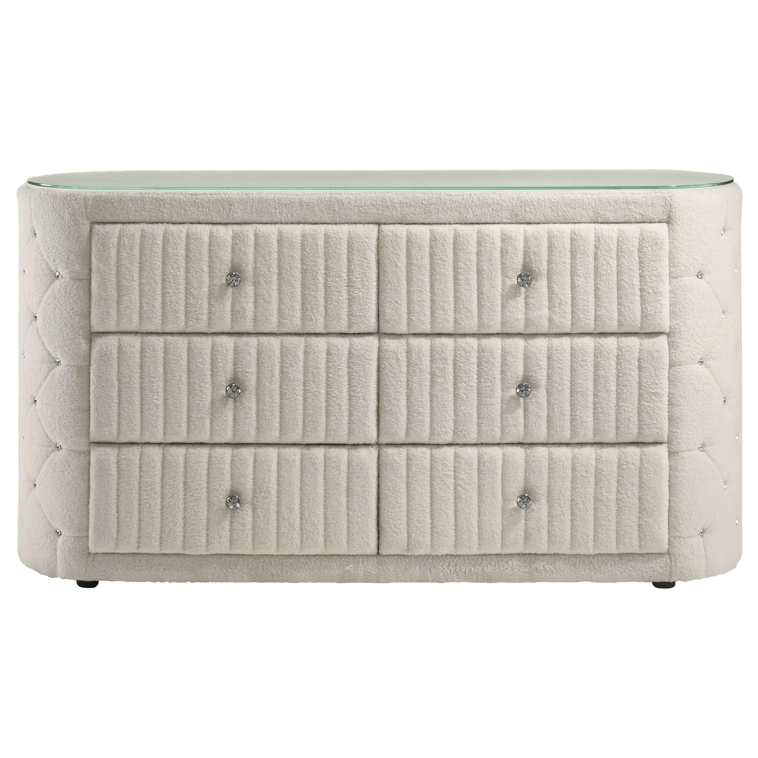 Sonya Ivory 6-drawer Upholstered Bedroom Dresser - Image 3