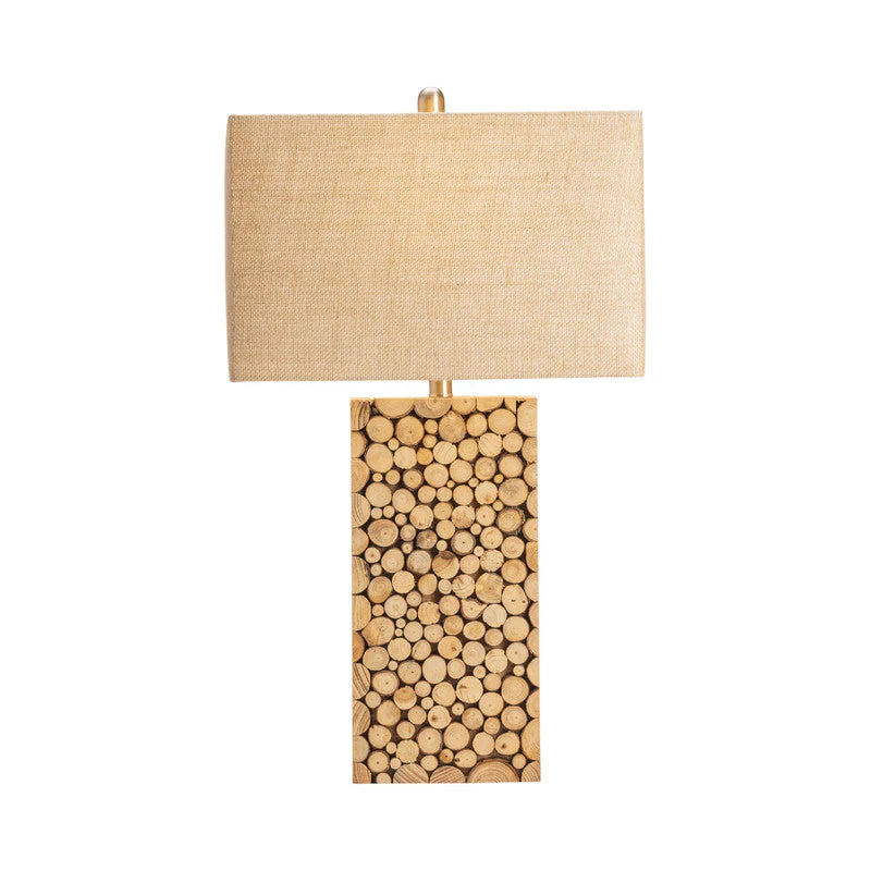 Stacked Wood Brown/Cream Table Lamp (Set of 2) - Image 2