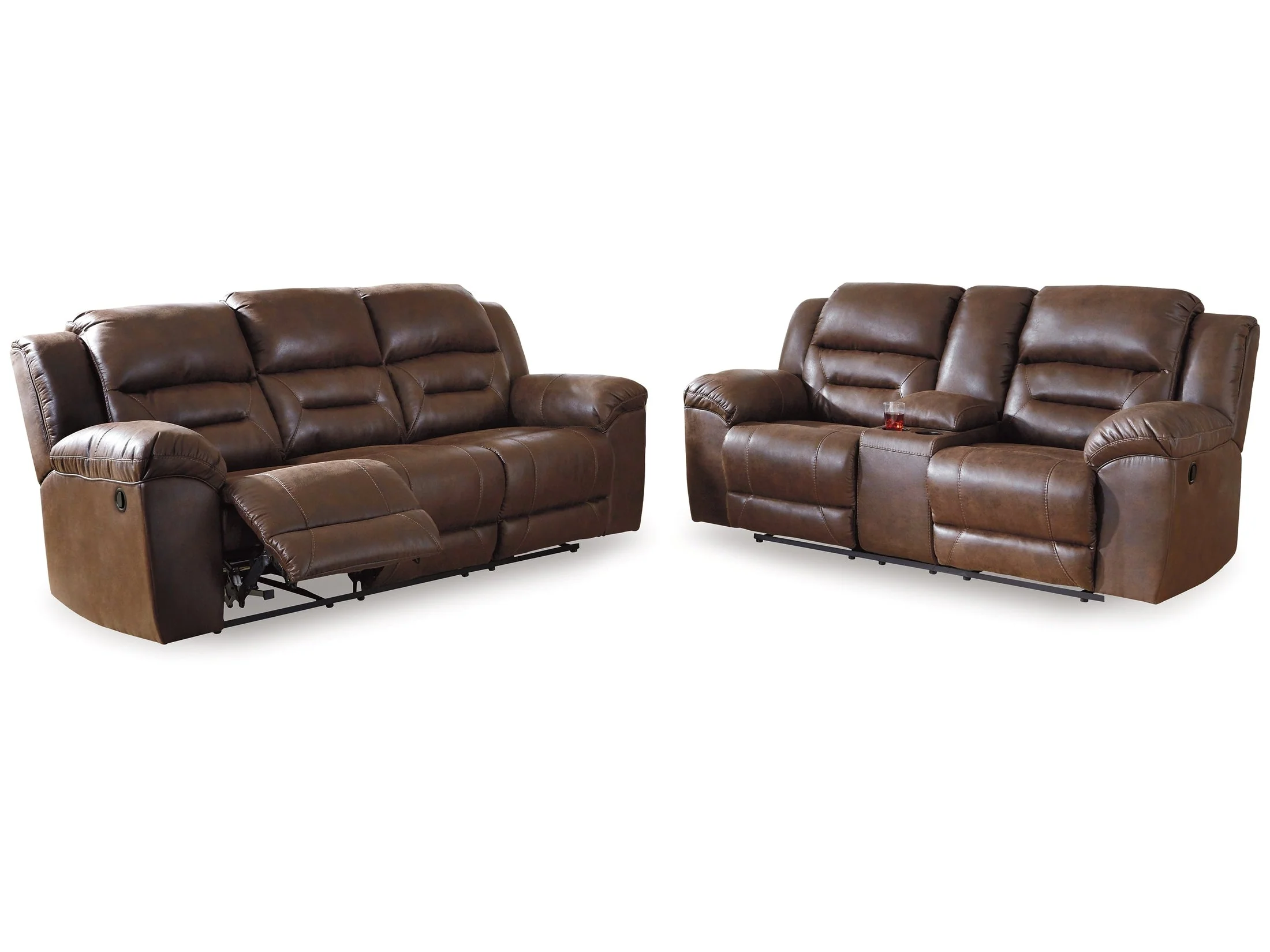 Stoneland Chocolate Reclining Sofa and Loveseat (Online Special Price) - Image 2