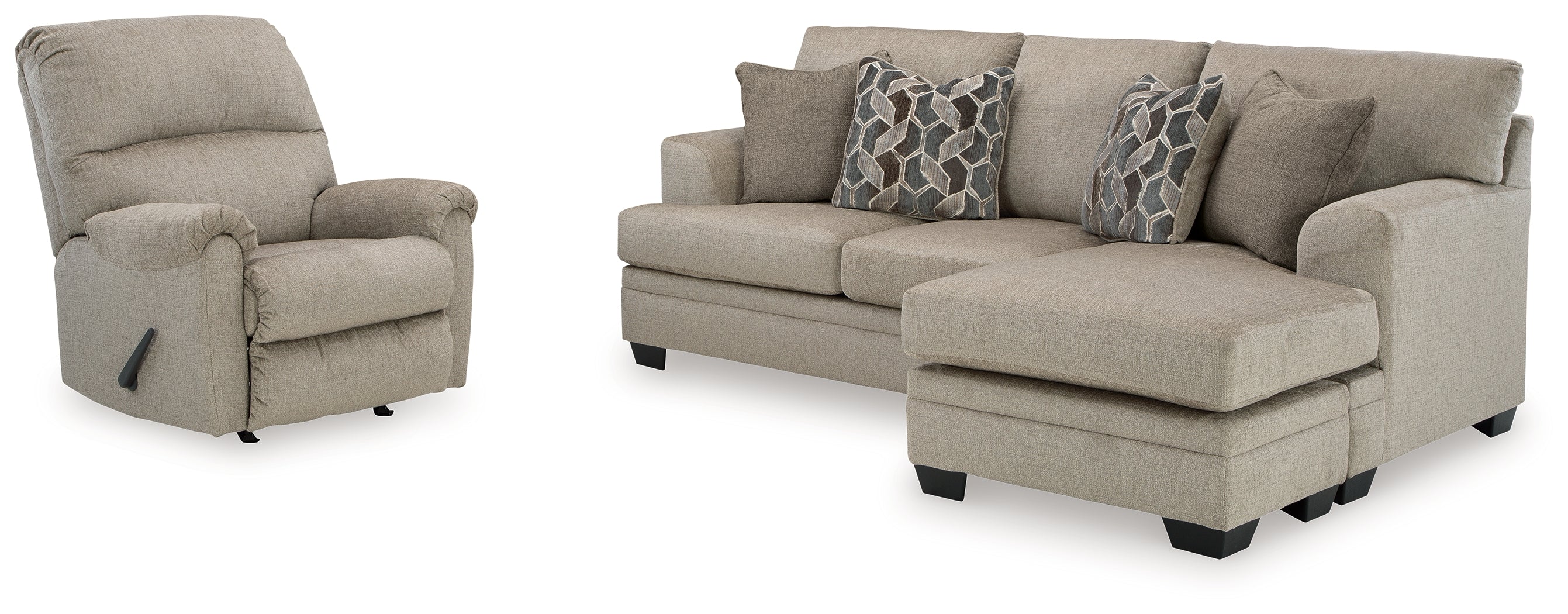Stonemeade Taupe Sofa Chaise & Recliner (Online Special Price) - Image 2