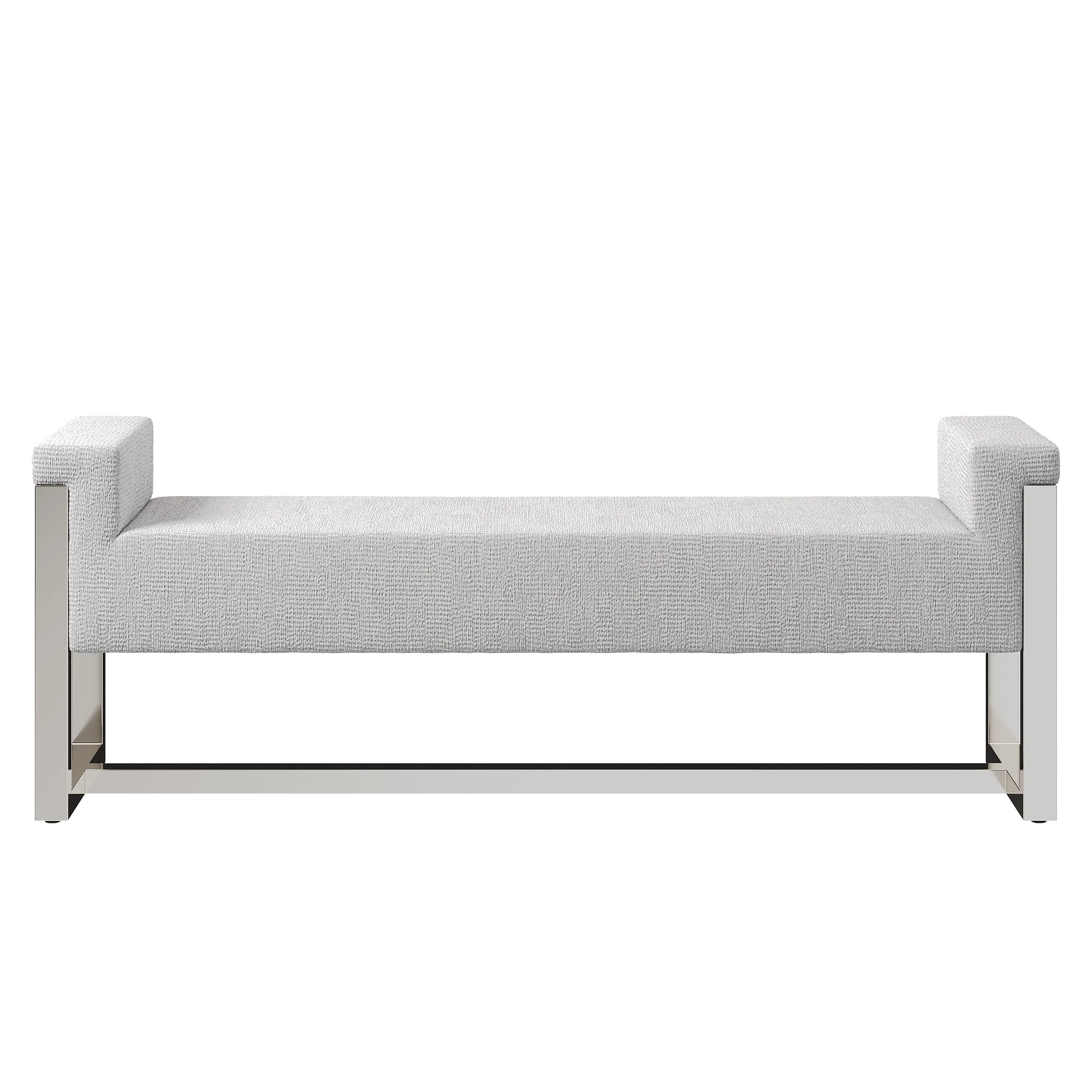 Stratum Polished Nickel/Grey Fabric Bench - Image 2