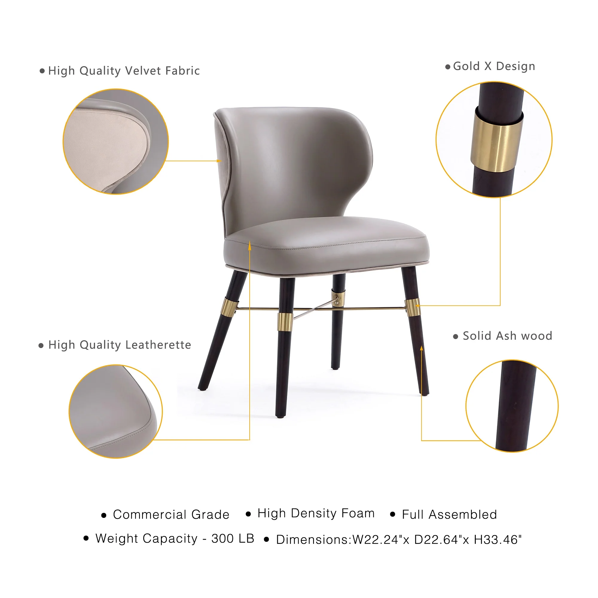 Strine Dining Chair in Dark Taupe - Image 4