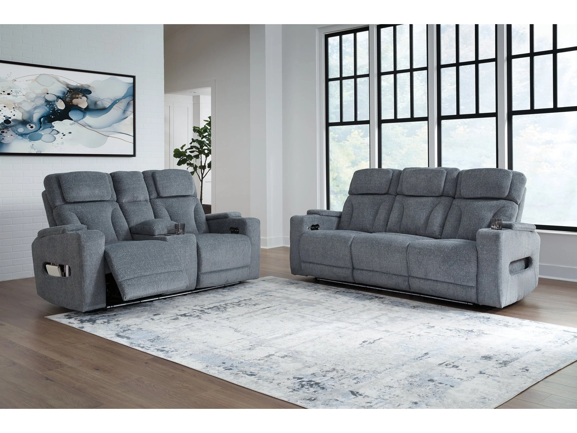 Studio Cave Steel Power Reclining Sofa and Loveseat (Online Special Price)
