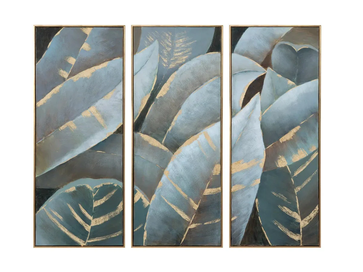 Stylized Palms Blue/Gold Canvas