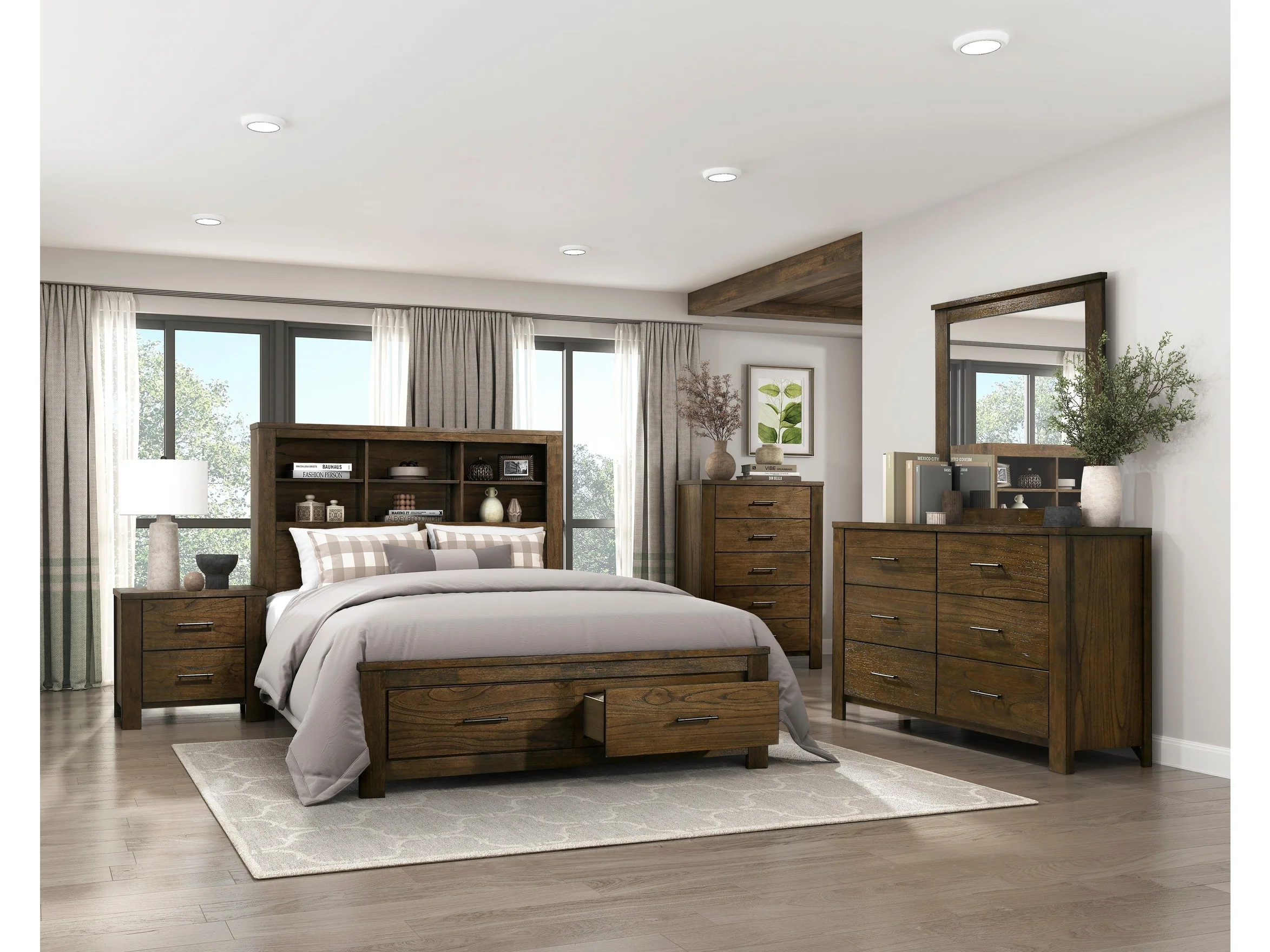 Sullivan Wire-Brushed Oak 4-Piece Queen Bedroom Set - Image 13