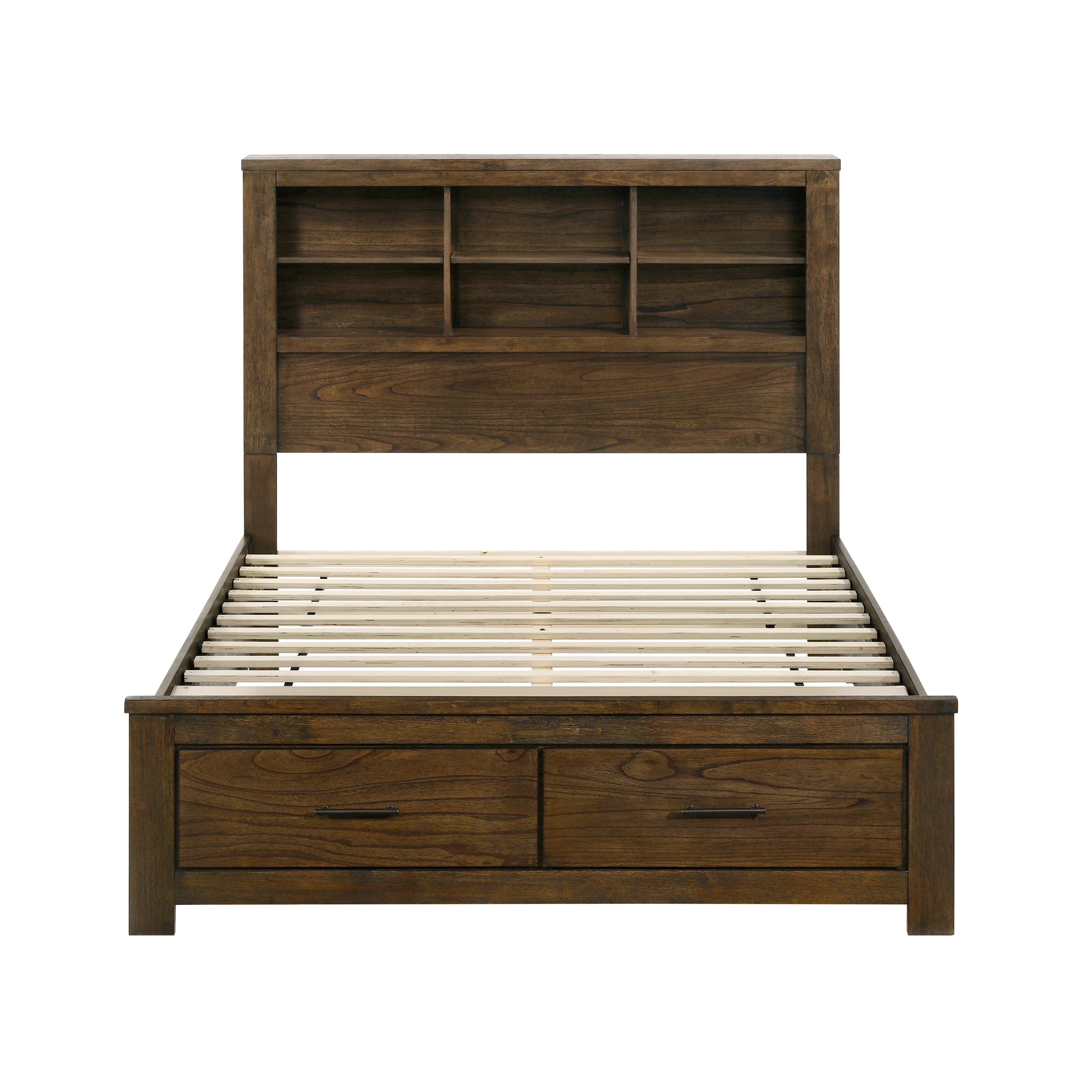 Sullivan Wire-Brushed Oak 5-Piece Set Queen Wall Platform Bed - Image 3