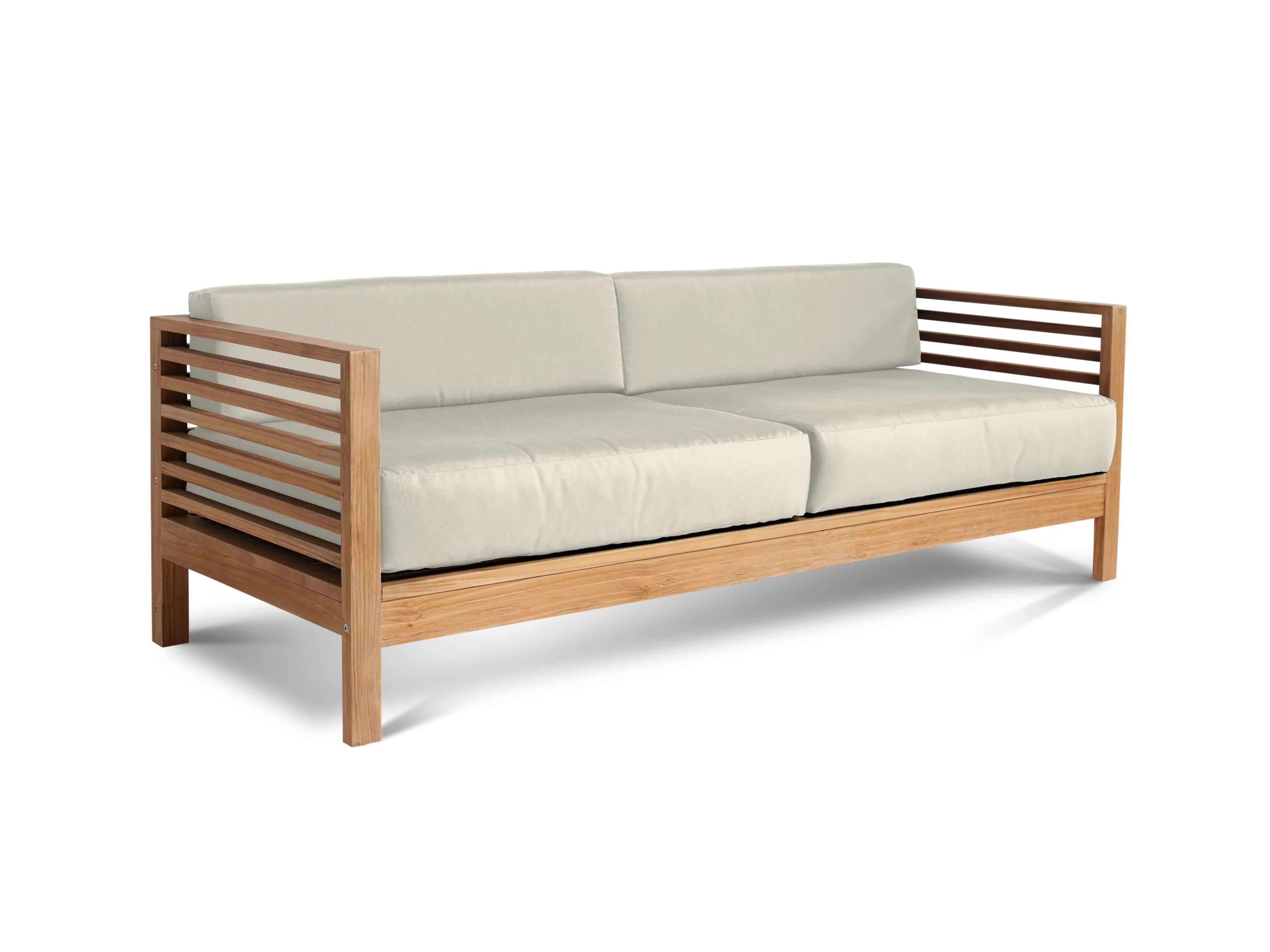 Summer 5-Piece Teak Canvas Outdoor Patio Deep Seating Set with Subrella Canvas Cushion - Image 3
