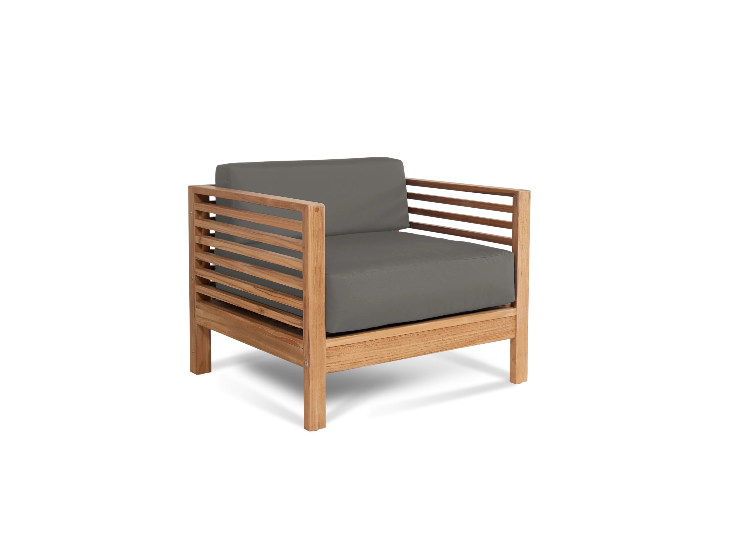 Summer 5-Piece Teak Charcoal Outdoor Patio Deep Seating Set with Subrella Charcoal Cushion - Image 5